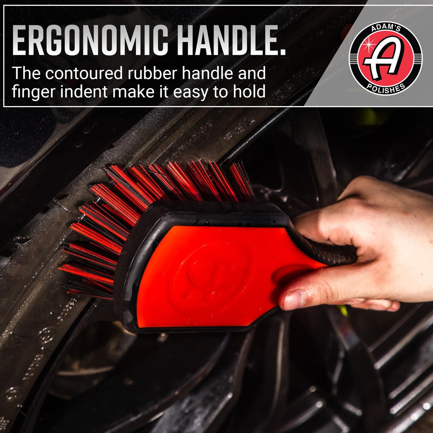 Adam's Polishes Tire Brush Premium Tire Brush for Car Detailing & Rubber Tire Car Cleaning| Use W/Tire Cleaner or All Purpose Cleaner & Before Tire Shine or Wheel Cleaner