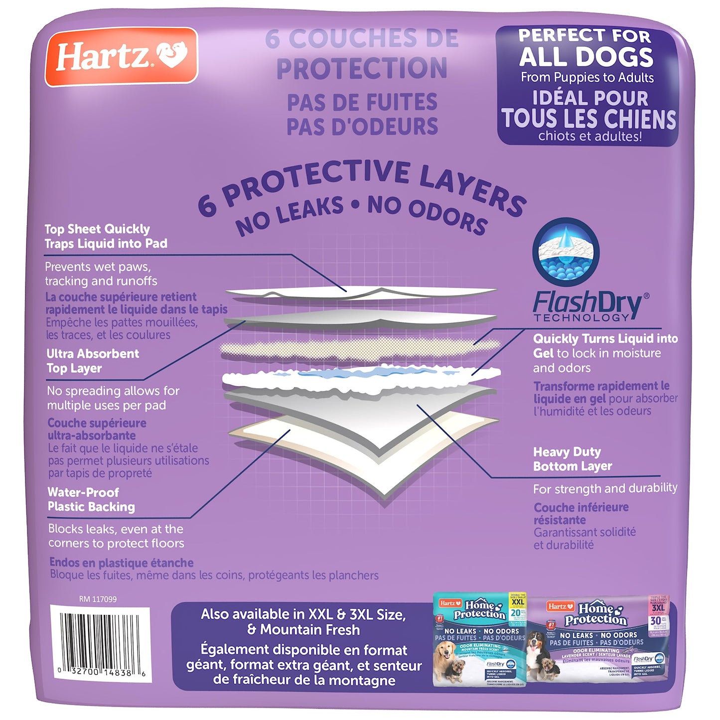 Hartz Home Protection Lavender Scented USA Made Dog Pads, 50 count, Super Absorbent & Won't Leak, Odor Eliminating