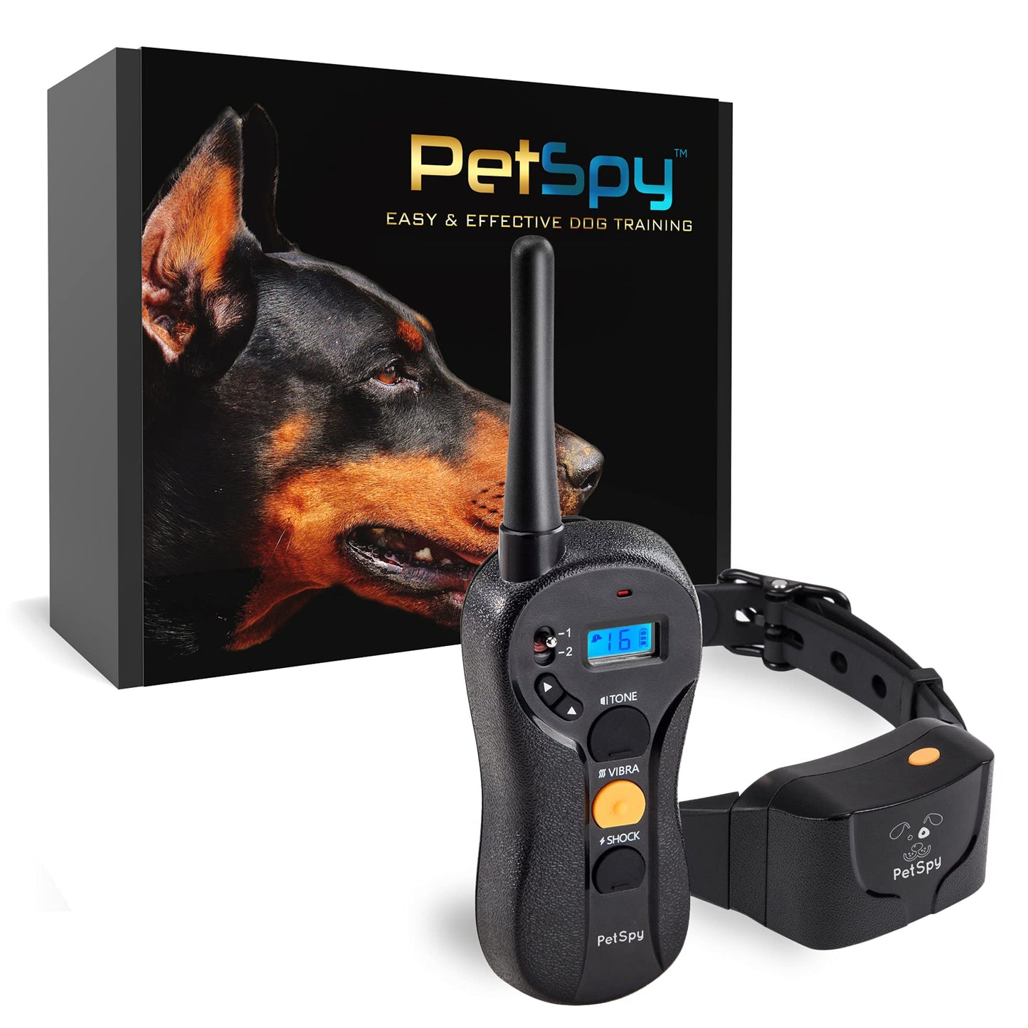PetSpy Shock Collar for Dogs-Waterproof Dog Shock Collar with Remote Control,Vibration,Electric Shock,Beep-E Collar for Dogs Training,Collar with Remote for 10-140 LBS