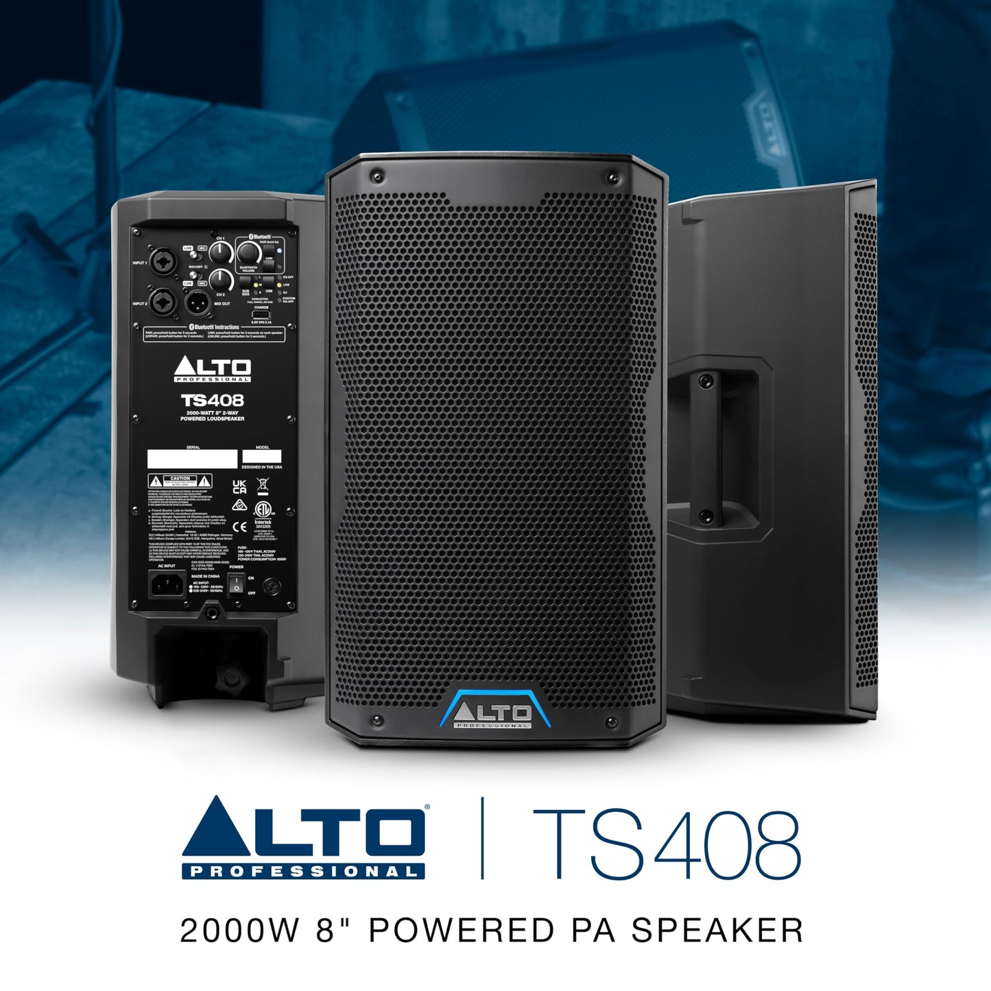 ALTO TS408 2000W 8" Powered PA Speaker with 3 Channel Mixer, Bluetooth Streaming, Wireless Loudspeaker Linking, DSP and ALTO App