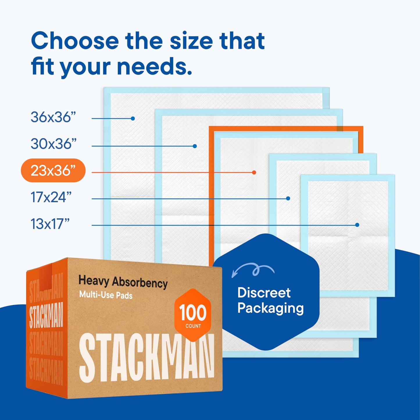 Chucks Pads Disposable [100-Pack] Adult Incontinence Underpads 23"x 36" Large Absorbent Fluff Protective Bed Pads, Toddler Mattress Pads - Pee Pads for Pets, Kids & Adults - Dog & Puppy Training Pads