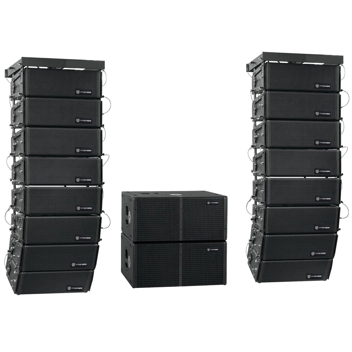 PRORECK Venue Set 10000W P.M.P.O Stereo/Mono DJ Powered PA Speaker System Combo Set Dual 4’’ Line Array Speaker, Dual 12 inch Active Subwoofer with Bluetooth Control, DSP Suitable for Concert, Venue