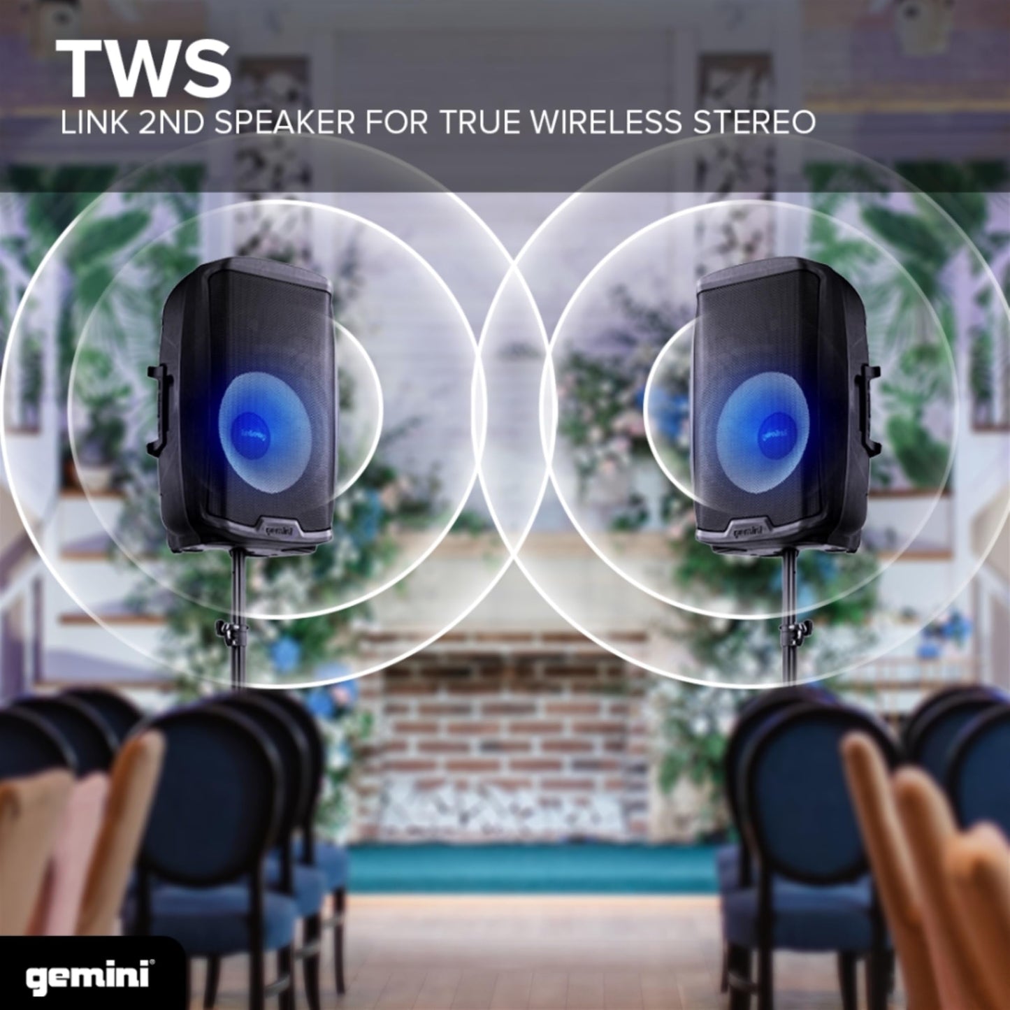 Gemini 2000W Bluetooth PA Speaker w/Stand – 15” DJ Loudspeaker System with LED Lights, USB/SD/FM, Wireless Stereo Pairing, Mic, EQ, Remote & Pro Audio Inputs – Portable Party Sound (AS-2115BT-LT-PK)