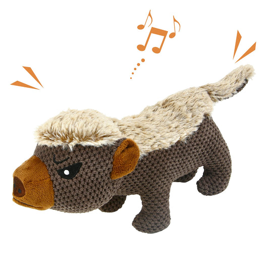 IOKHEIRA Dog Plush Toys for Aggressive Chewers, Indestructible Dog Squeaky Toys with Crinkle Paper, Durable Teething Chew Toys for Medium and Large Breed (Grey)