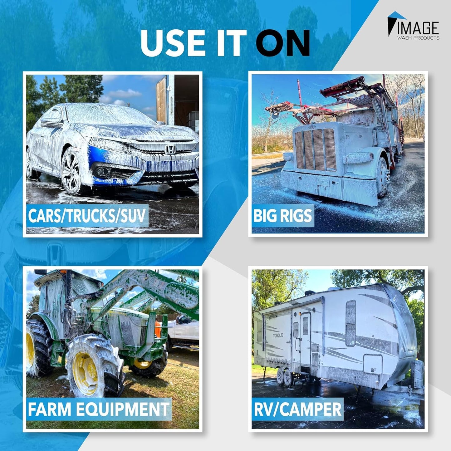 Image Wash Products Wax Replacement (Foamable) - Protectant forTrucks/RV's/Cars/Boats/Trailers/Equipment. Foam On/Rinse Off (128 Fl Oz)