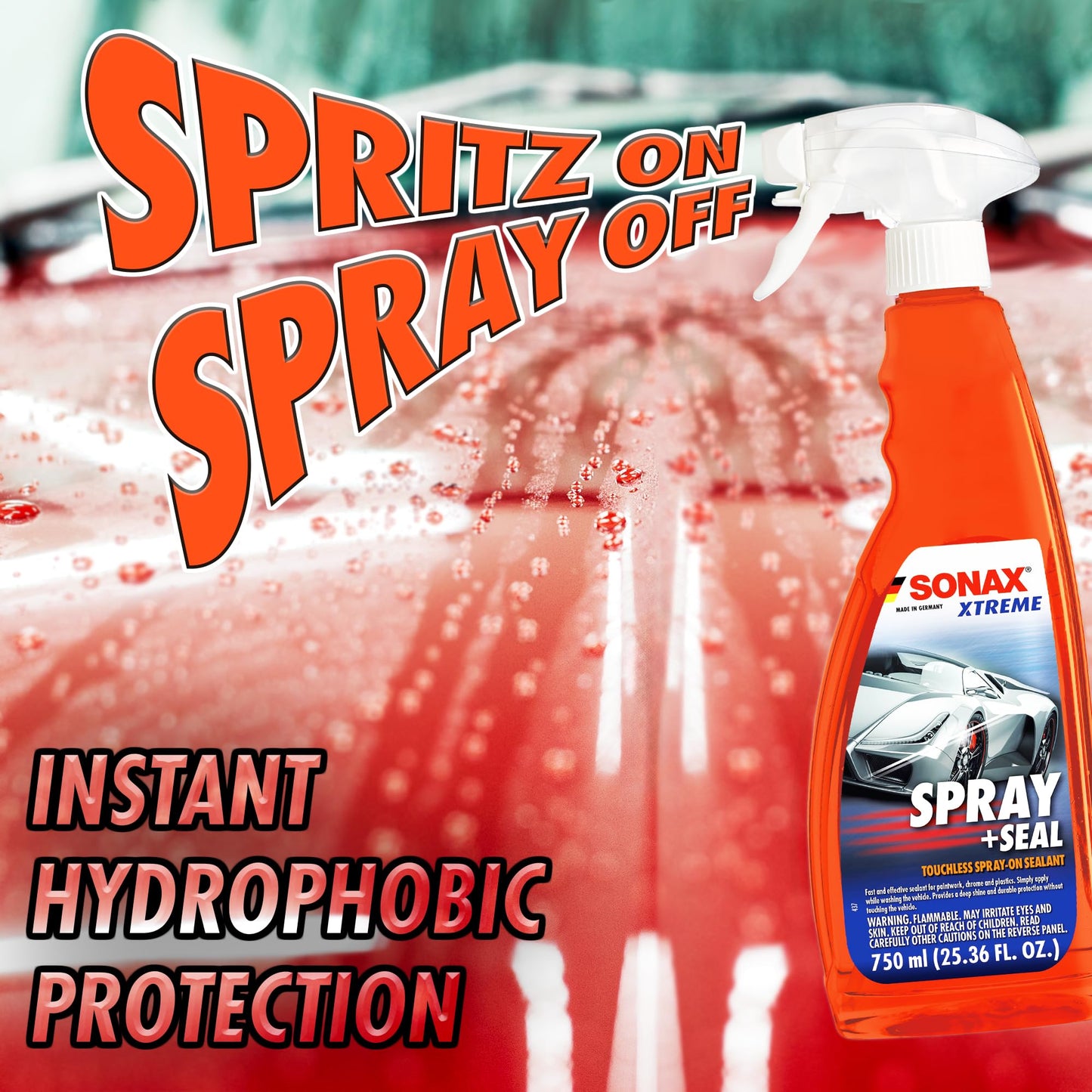 SONAX Profiline Spray + Seal | Quick Hydrophobic Sealant | Quick Spray & Rinse Protection for Paint, Plastic & Rubber | Enhances Water Beading, Prevents Water Spots & Contaminant Buildup | 243500 | 5L