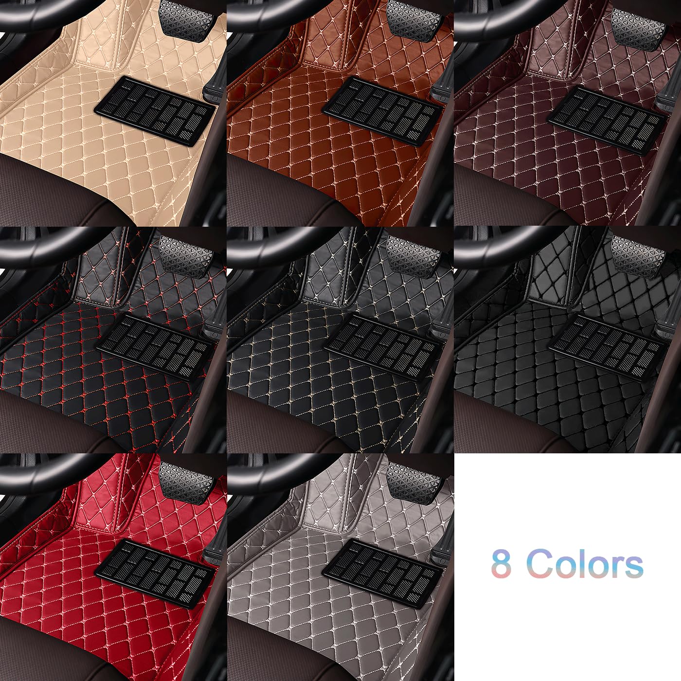 Fit for Dodge RAM 1500 1994-2011 Leather Car Floor Mats，Dirt-Resistant Floor Liners, Waterproof wear-Resistant Interior Accessories（Red）