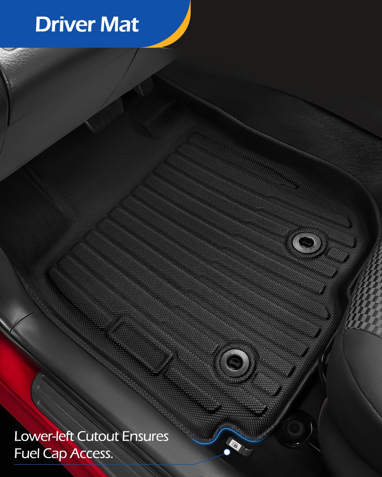 Car Floor Mats for Toyota RAV4: 2006 2007 2008 2009 2010 2011 2012 Without 3rd Row Seat All Weather Carpet Custom Fit for RAV-4 Front Second Row Cargo Area Accessories Heavy Duty Full Set Rubber Liner
