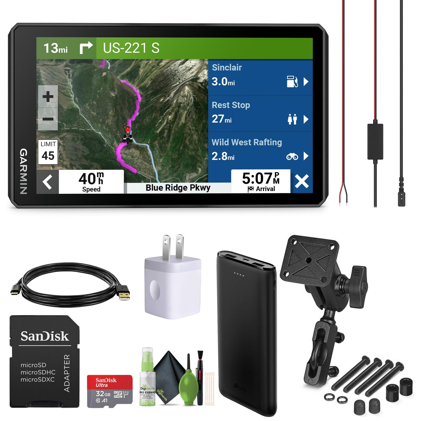 Garmin Zumo XT2 All-Terrain Motorcycle GPS Navigator, 6" Sunlight Readable Display, Motor Bike Garmin GPS Navigation System Bundle with Motorcycle Mount + 32GB SD Memory Card and Accessories