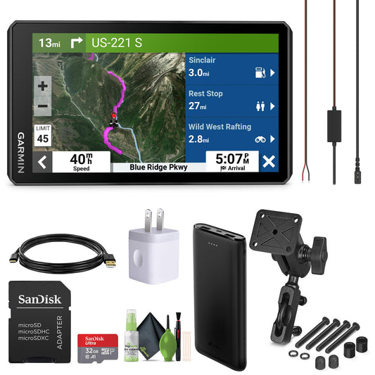 Garmin Zumo XT2 All-Terrain Motorcycle GPS Navigator, 6" Sunlight Readable Display, Motor Bike Garmin GPS Navigation System Bundle with Motorcycle Mount + 32GB SD Memory Card and Accessories