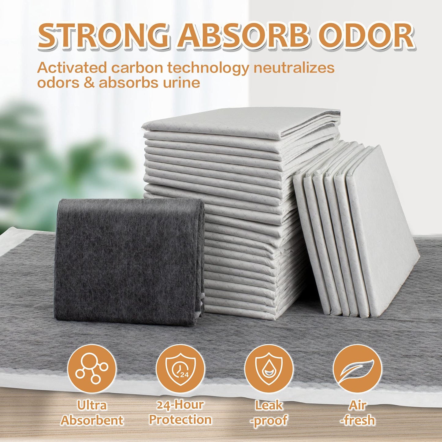 HIDOGGYLD Dog Pee Pads Extra Large 28" x 34", 30 Count, Activated Carbon Charcoal Puppy Pads XL, Potty Pads for Dogs with Adhesive Sticky Tape, Disposable Training Bed Pads for Pets, Doggies, Cats