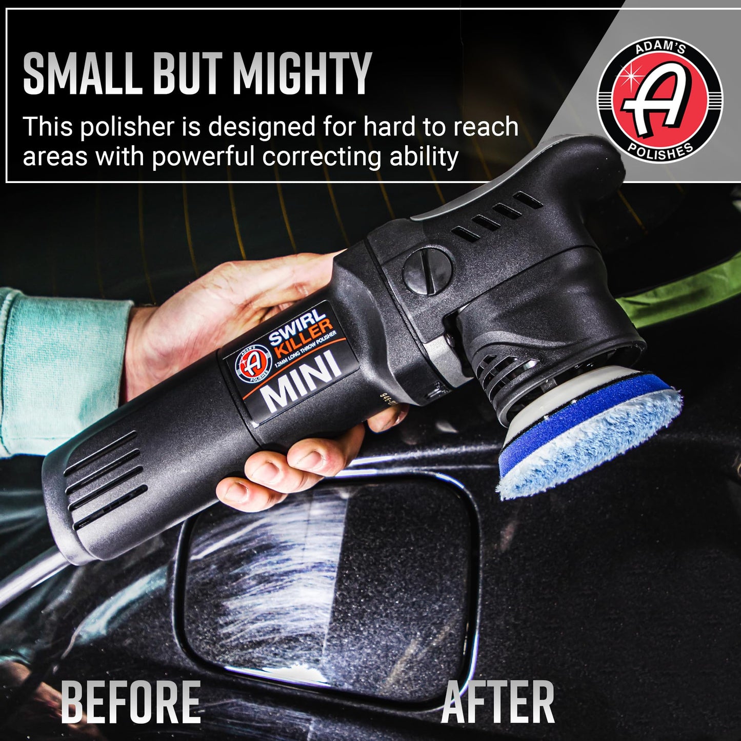 Adam's Polishes Swirl Killer 12mm Car Buffer Polisher Kit, Orbital Polishing Paint Correcting Tool, Car Scratch Remover, Correcting Polish, Use Post Car Wash Clay Bar & Pre Wax or Ceramic Coatin