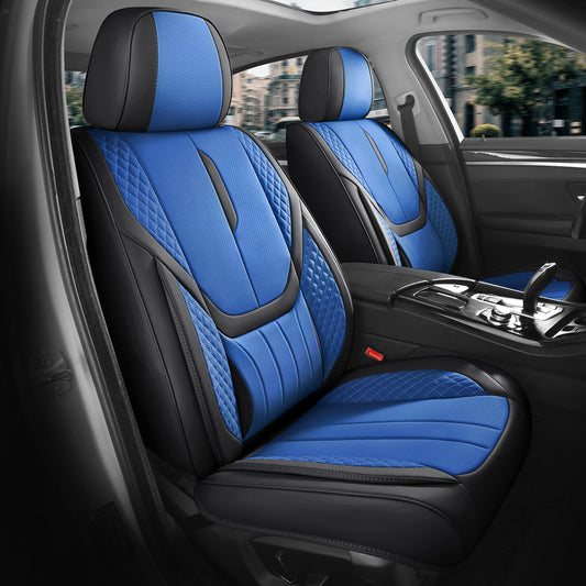 FEINEPRO Car Seat Covers Full Set - Universal Seat Covers for Cars SUV Truck – Faux Leather Automotive Seat Covers, Breathable & Waterproof Front and Rear Seat Protectors, Fit for Most Cars-BlackBlue