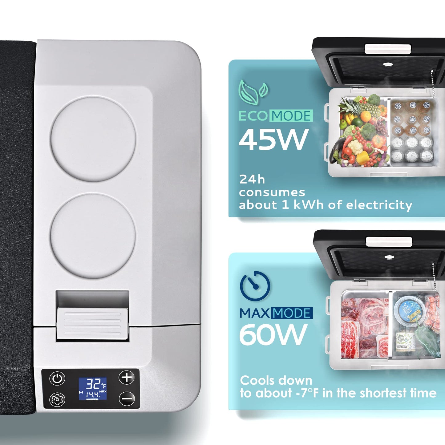 EUHOMY 12 Volt Refrigerator, 32QT(30L) Electric Cooler, Car Fridge APP Control, Car Refrigerator 12/24V DC 100-240V AC, Portable Freezer Usable Battery for Camping, Travel, Truck, Outdoor