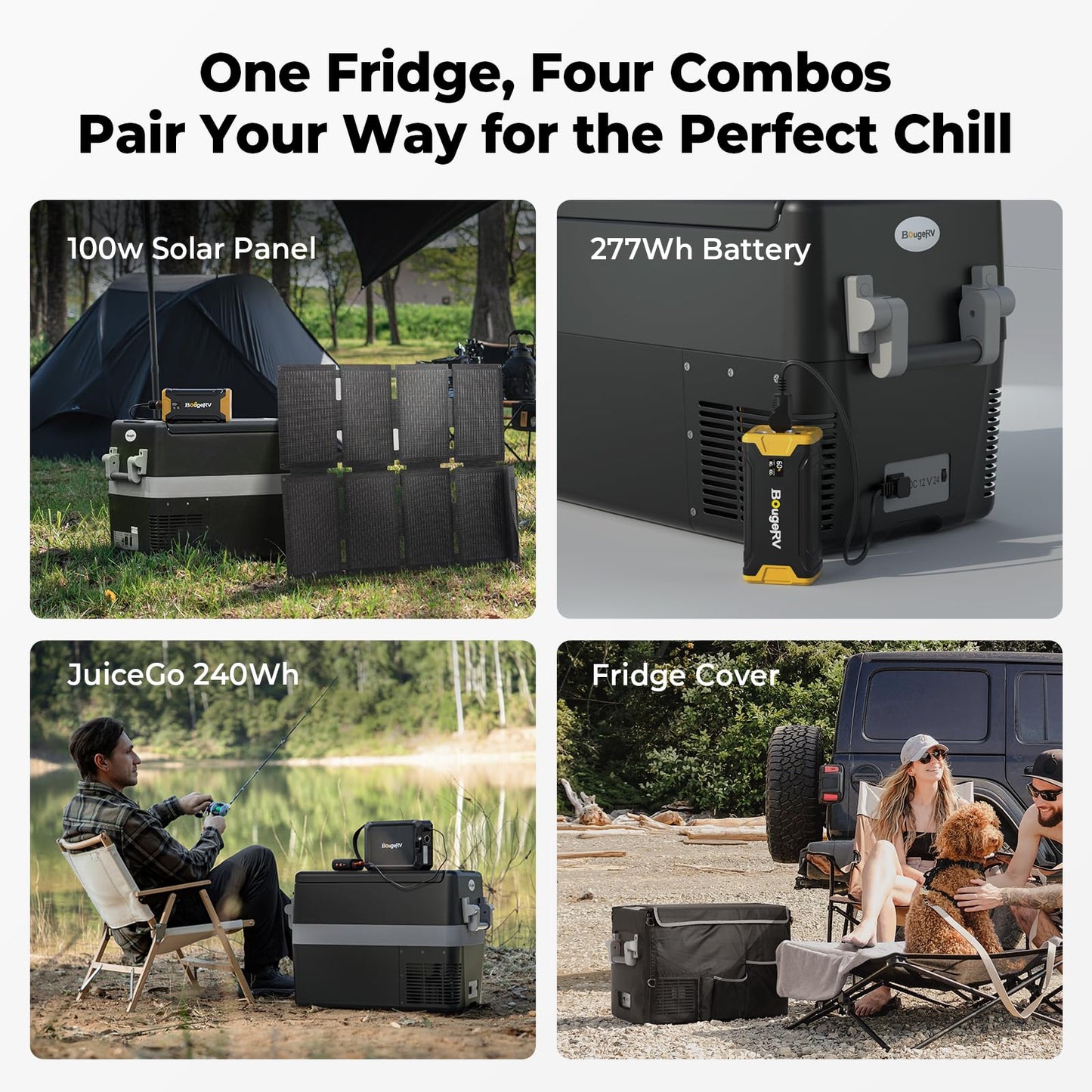 BougeRV 12V Portable Refrigerator Fridge Freezer Portable Car Fridge 53 Quart Electric Cooler12V/24V DC 110~240 V AC for RV Truck Jeep Pickup SUV Van Boat Camping Tailgating Road Trip Outdoor Travel