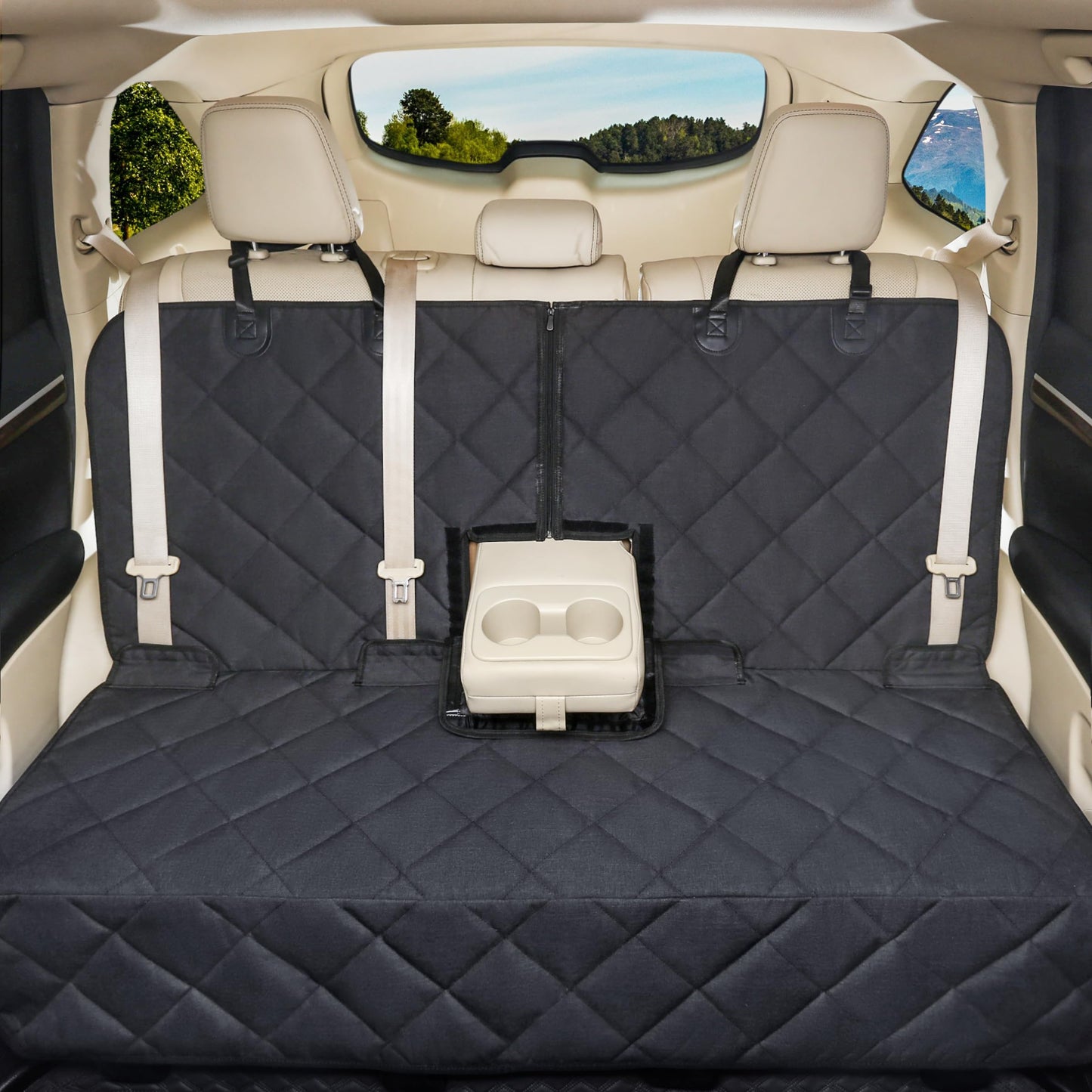 petalage Bench Dog Car Seat Cover for Back Seat Waterproof Seat Covers Durable Scratch Proof Nonslip, Protector for Pet Fur & Mud Washable Backseat Cover for Cars Armrest Compatible