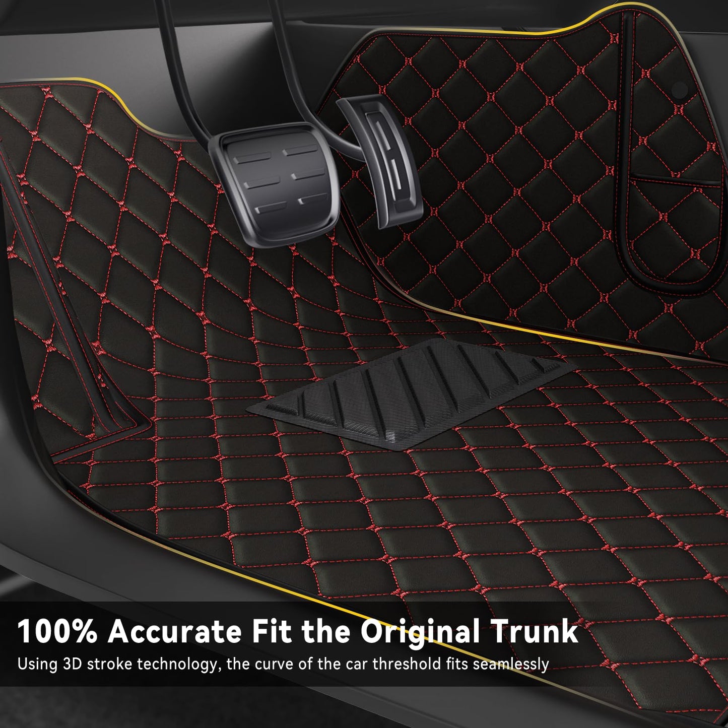 Car Floor Mat for Nissan Altima 2013-2018,Nappa Leather Full Coverage Auto Floor Mats All Weather Luxury Floor Liners(Black Red,Full Set)