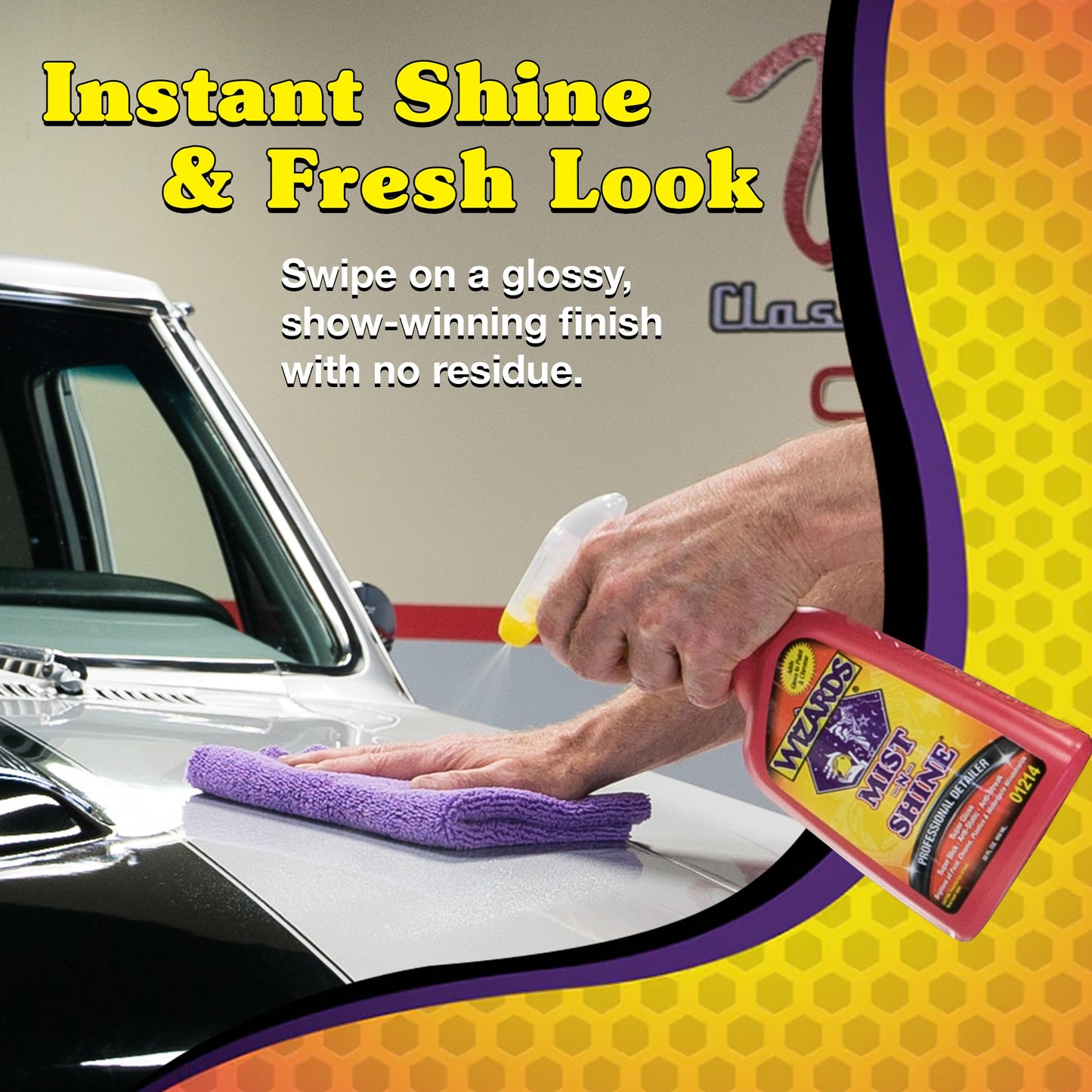 Wizards Mist-N-Shine Detail Spray - 22 Oz - Multi-Purpose High Gloss Finish Waterless Quick Detailer Spray for Glass, Chrome, Paint and Plastics - Car Exterior Cleaner for Auto Detailing Supplies