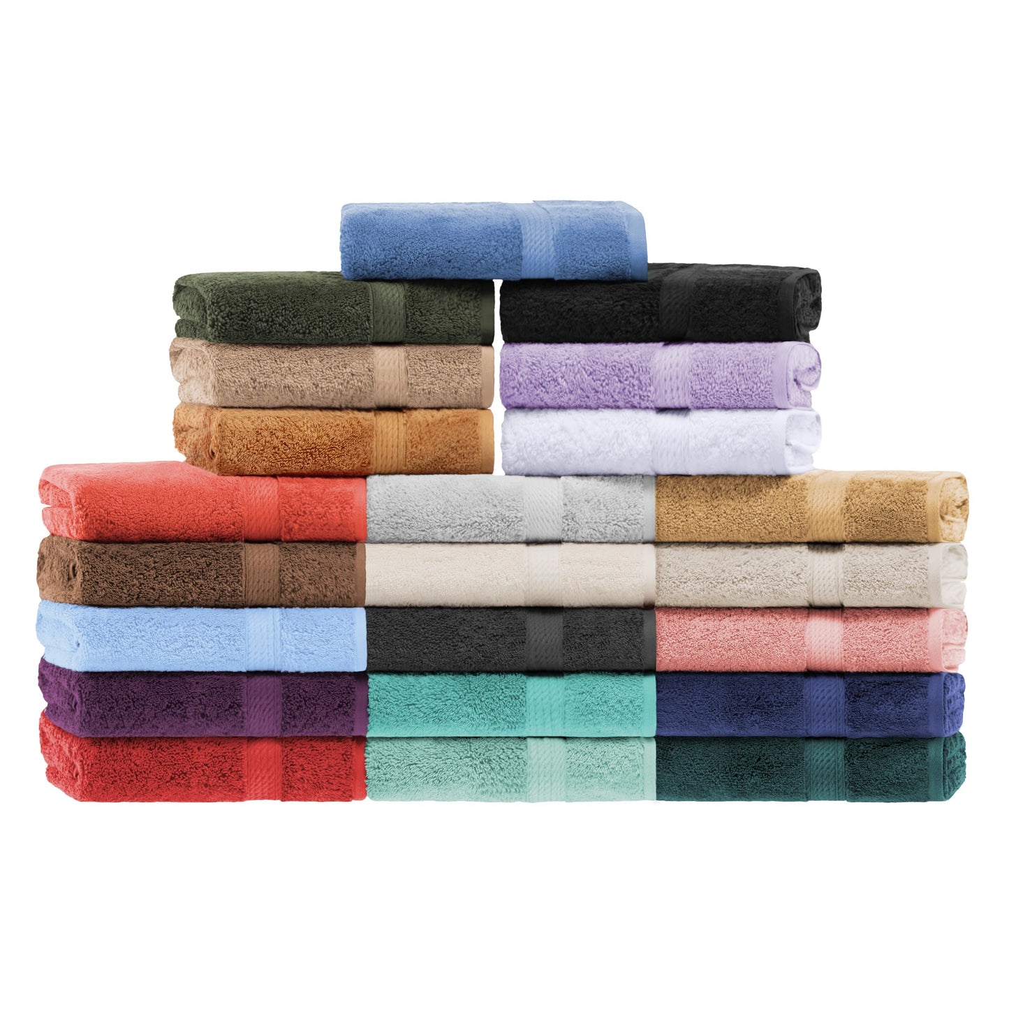 BNM Egyptian Cotton Heavyweight Towels, Ideal For Bathroom, Shower, Spa, Hotel, 800 GSM, Face/ Washcloths, Hand Towels, Bath Towels, Highly-Absorbent, Luxury Basics, 9 Piece Towel Set, Forest Green