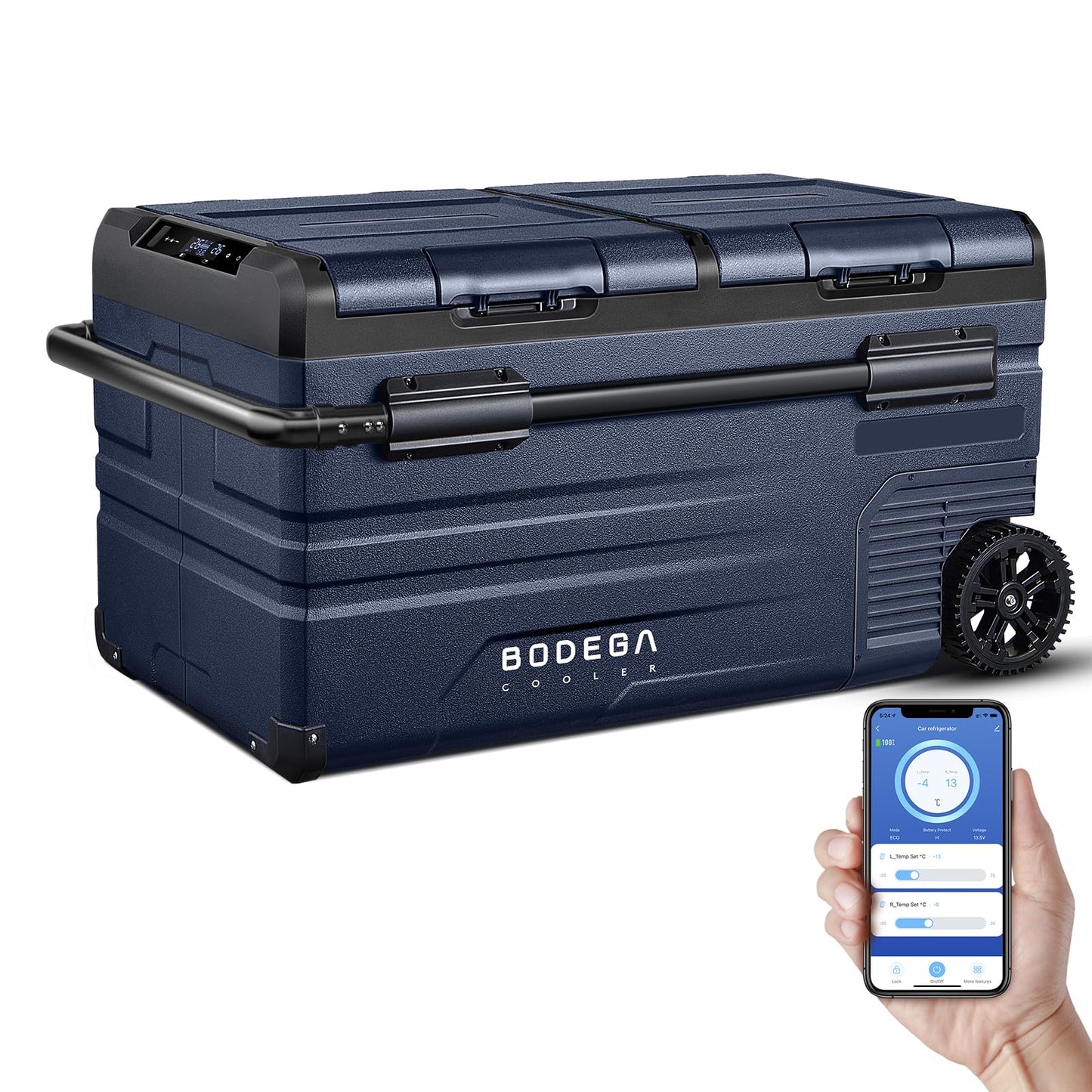 BODEGACOOLER 12 Volt Car Refrigerator, Portable Freezer, Car Fridge Dual Zone WIFI APP Control, 80 Quart(75L) -4℉-68℉Car Cooler, 12/24V DC and 100-240V AC, for Camping, Travel, RV, Outdoor