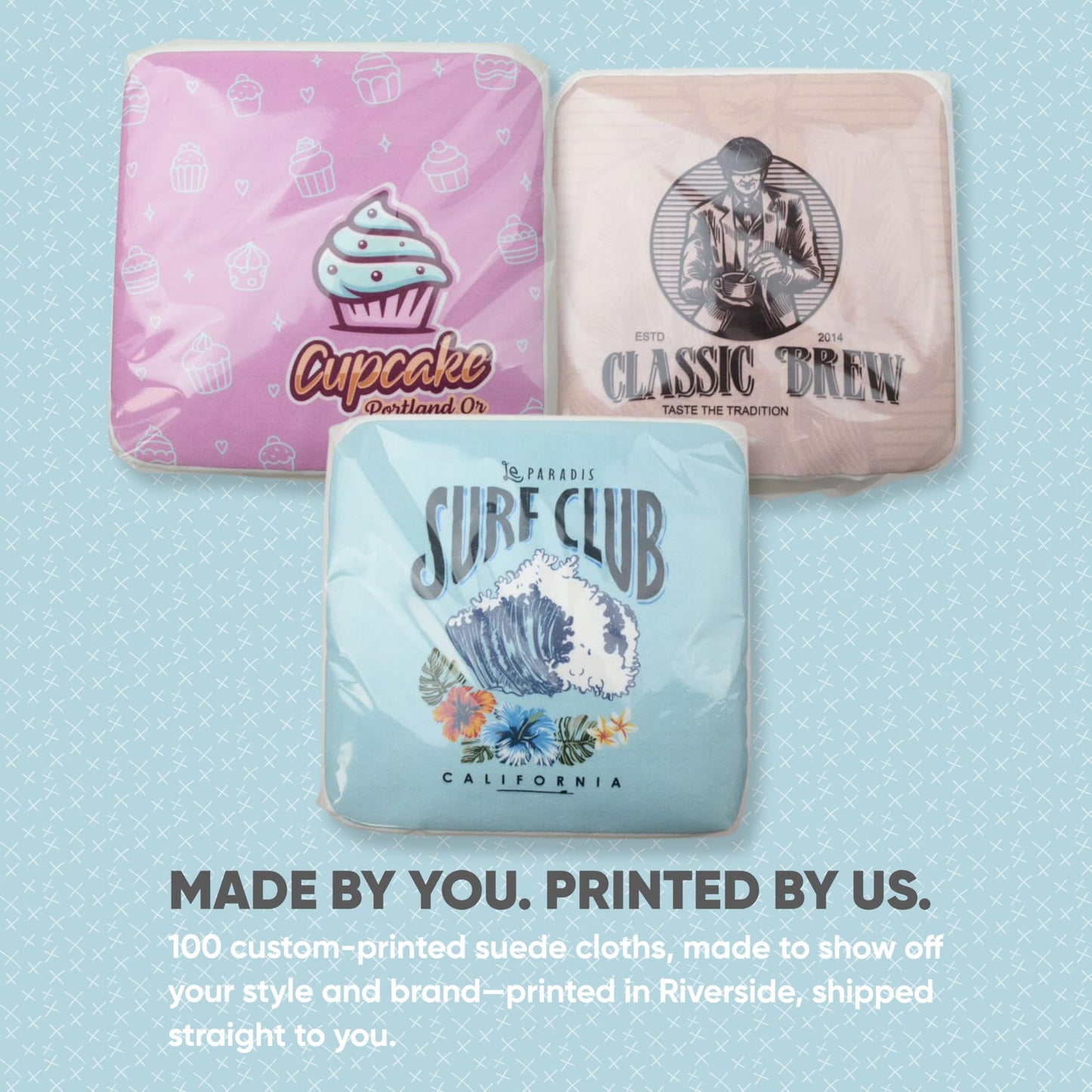 Custom Suede Microfiber Cloths – Trade Show Giveaways 100 Pack | Soft Cleaning Towels for Eyewear, Screens, Phones Lens | Custom Merchandise | Bulk Promotional Items | 10x10 Lens Cloth