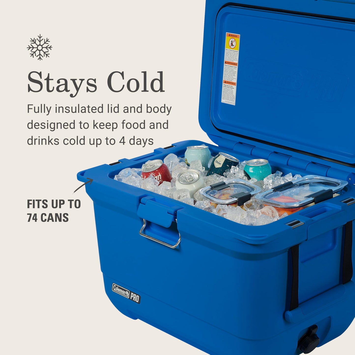 Coleman Pro Heavy-Duty 45qt Ultra-Light Premium Hard Cooler, Extra-Thick Insulation Keeps Ice up to 4 Days, 74-Can Capacity