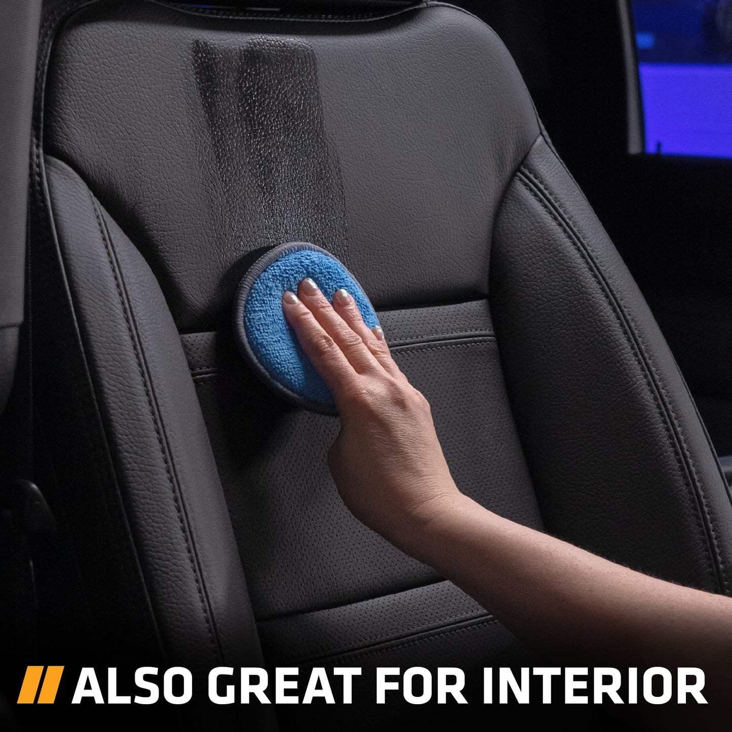 VIKING Microfiber Car and Tire Wax Applicator Pads and Cleaning Pads - Blue/Grey, 5 in. Diameter, 6 Pack