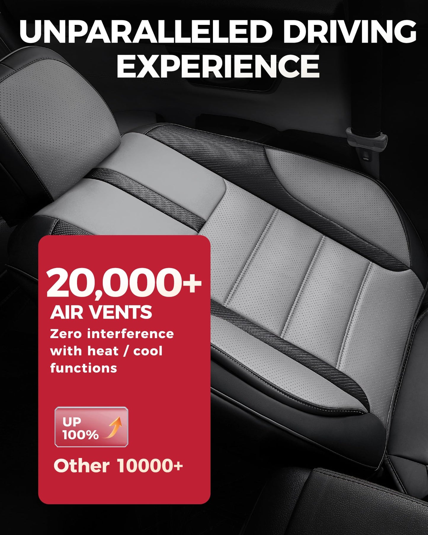 FREESOO Black Gray Car Seat Covers Full Set - Faux Nappa Leather Seat Covers for Cars, with Front Seatbelt Pads, Luxury Waterproof Cushion Protector Accessories Fit for Most 5 Seats Sedans SUV Trucks