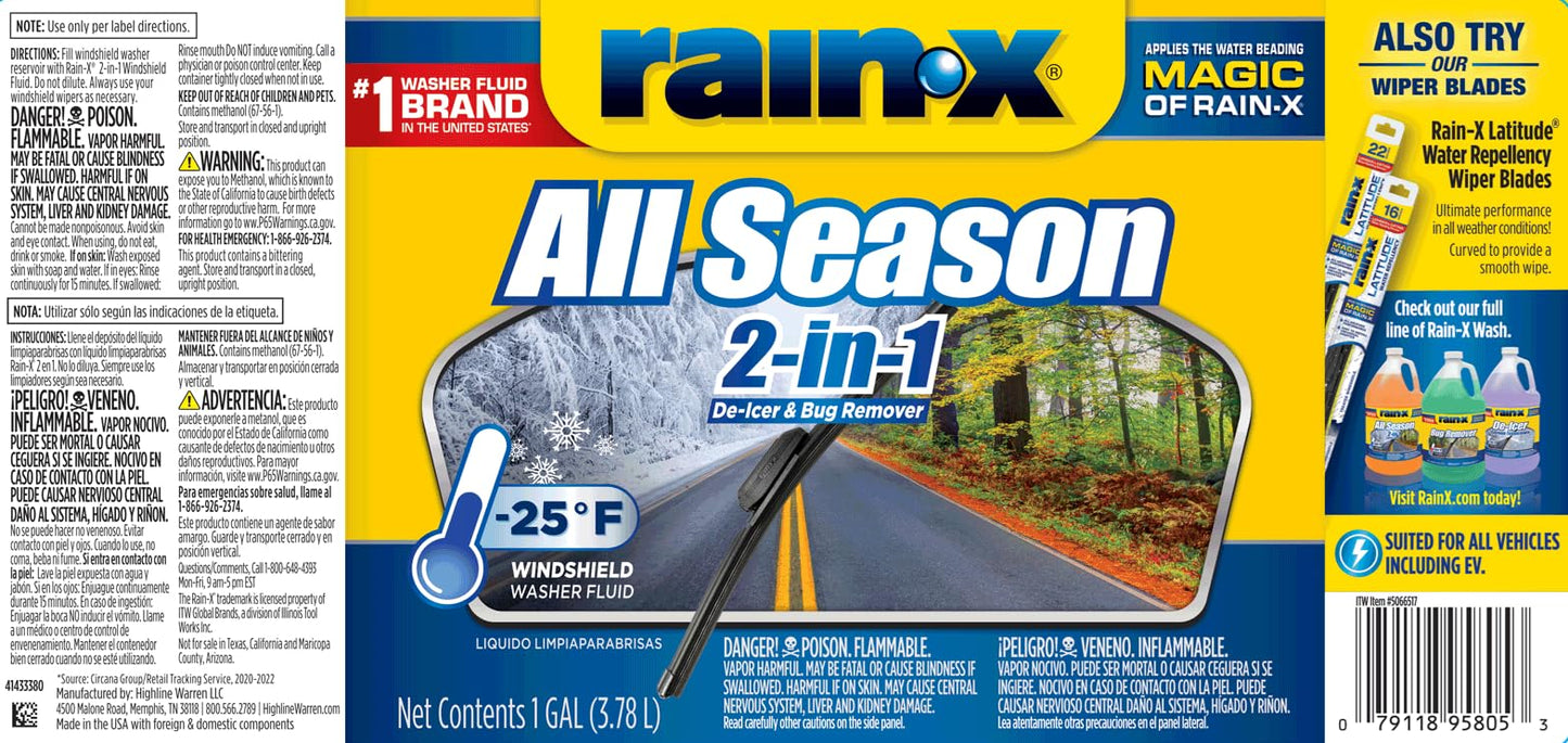 Rain-X All Season 2-In-1 Windshield Washer -25°F - 1 Gallon