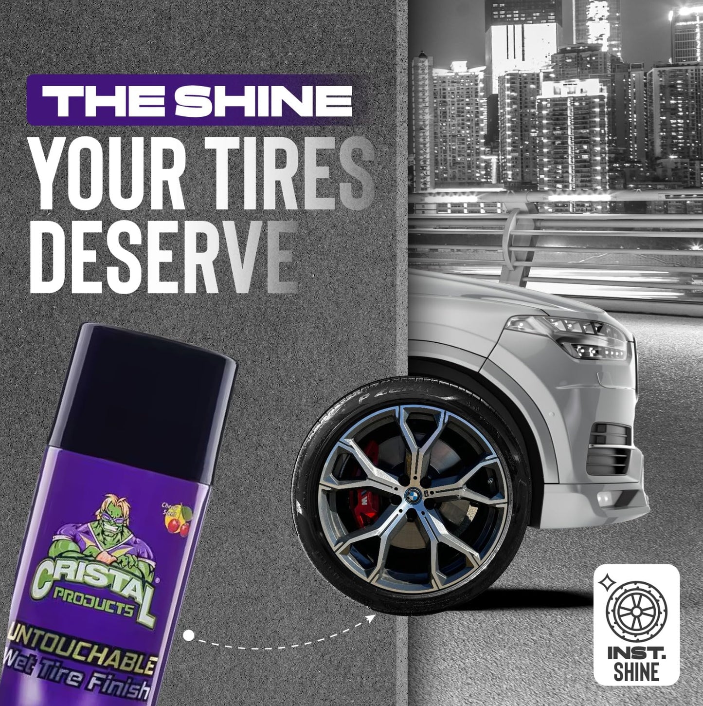 Untouchable Tire Shine Spray – Long-Lasting Wet Tire Finish for Deep Gloss & Protection – Waterproof Tire Shine, Easy Application, Premium Tire Cleaner Shine