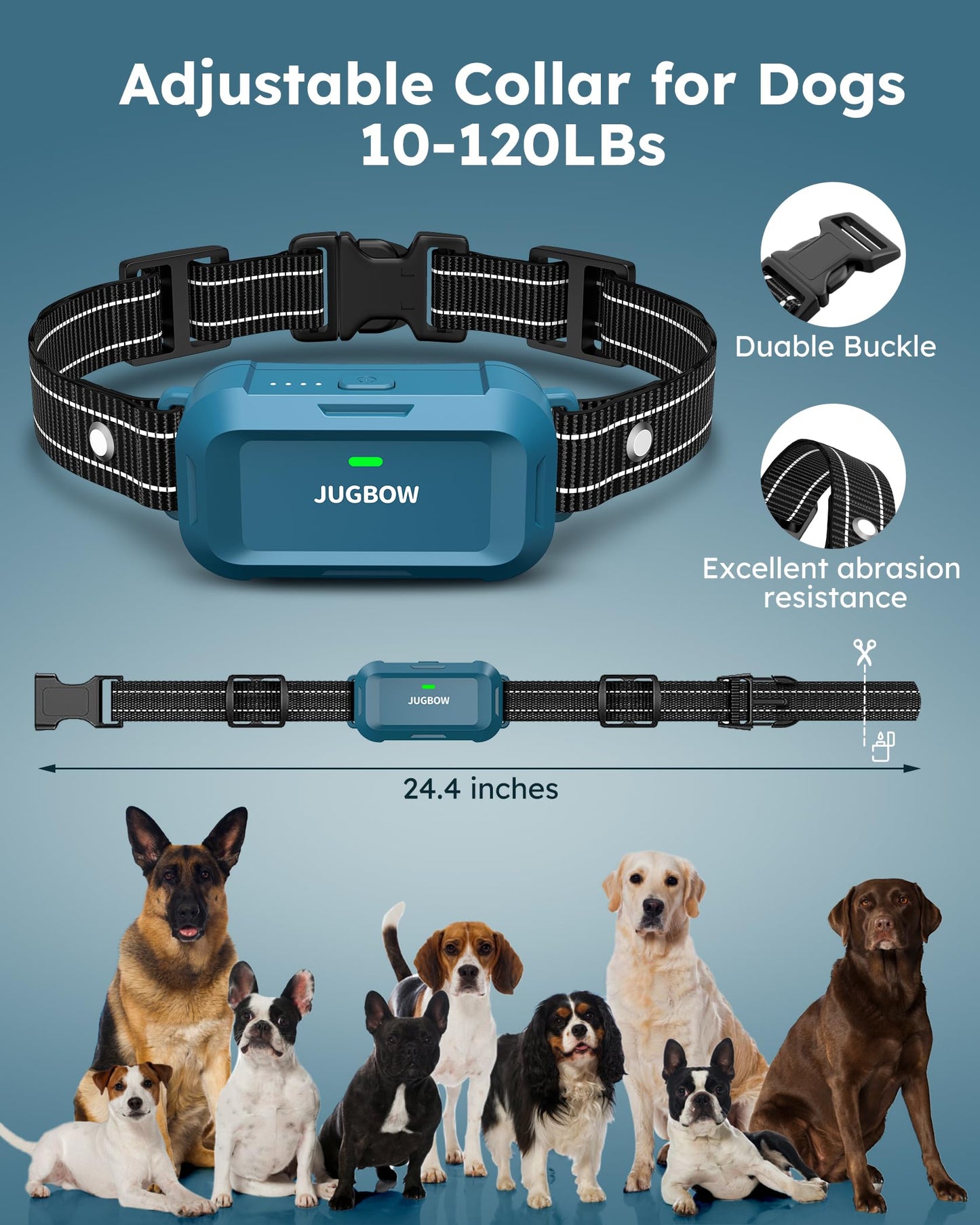 Jugbow Dog Shock Collar - 4200FT Dog Training Collar with Remote, IPX7 Waterproof Electric Collar with 4 Training Modes, Security Lock, Rechargeable e-Collar for All Breeds, Sizes, Blue