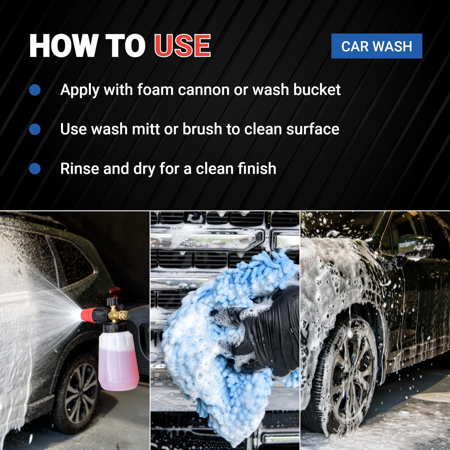 AIM Chemicals Car Wash - High Foam Formula Car Shampoo, Professional Car Wash Shampoo Compatible with Ceramic Coatings - Ideal for Foam Guns - Streak-Free Finish for Detailing - 5 Gal