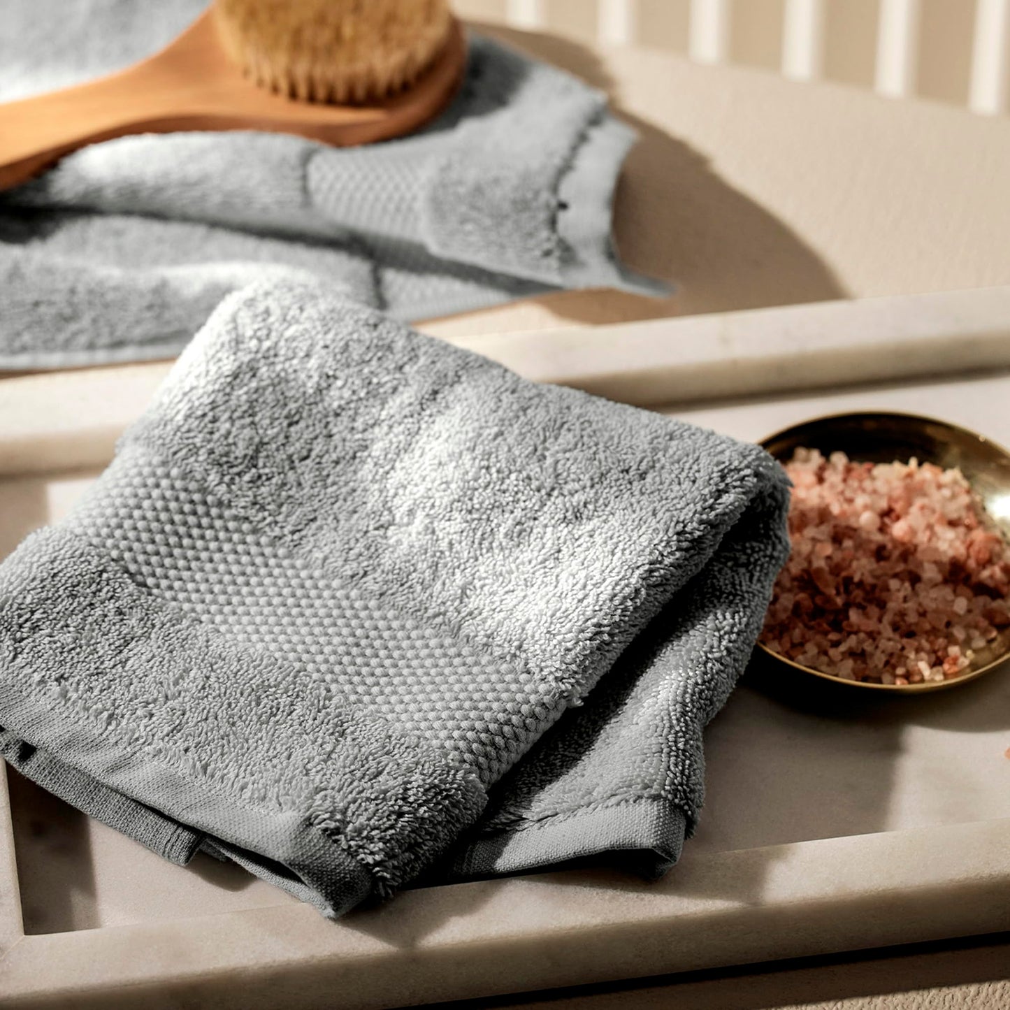 BOLL & BRANCH Plush Bath Towel Set - Shore - 6 Piece - Includes 2 Bath Towels, 2 Hand Towels & 2 Washcloths - 100% Organic Cotton - Ultra Soft & Luxurious - Quick Absorbing