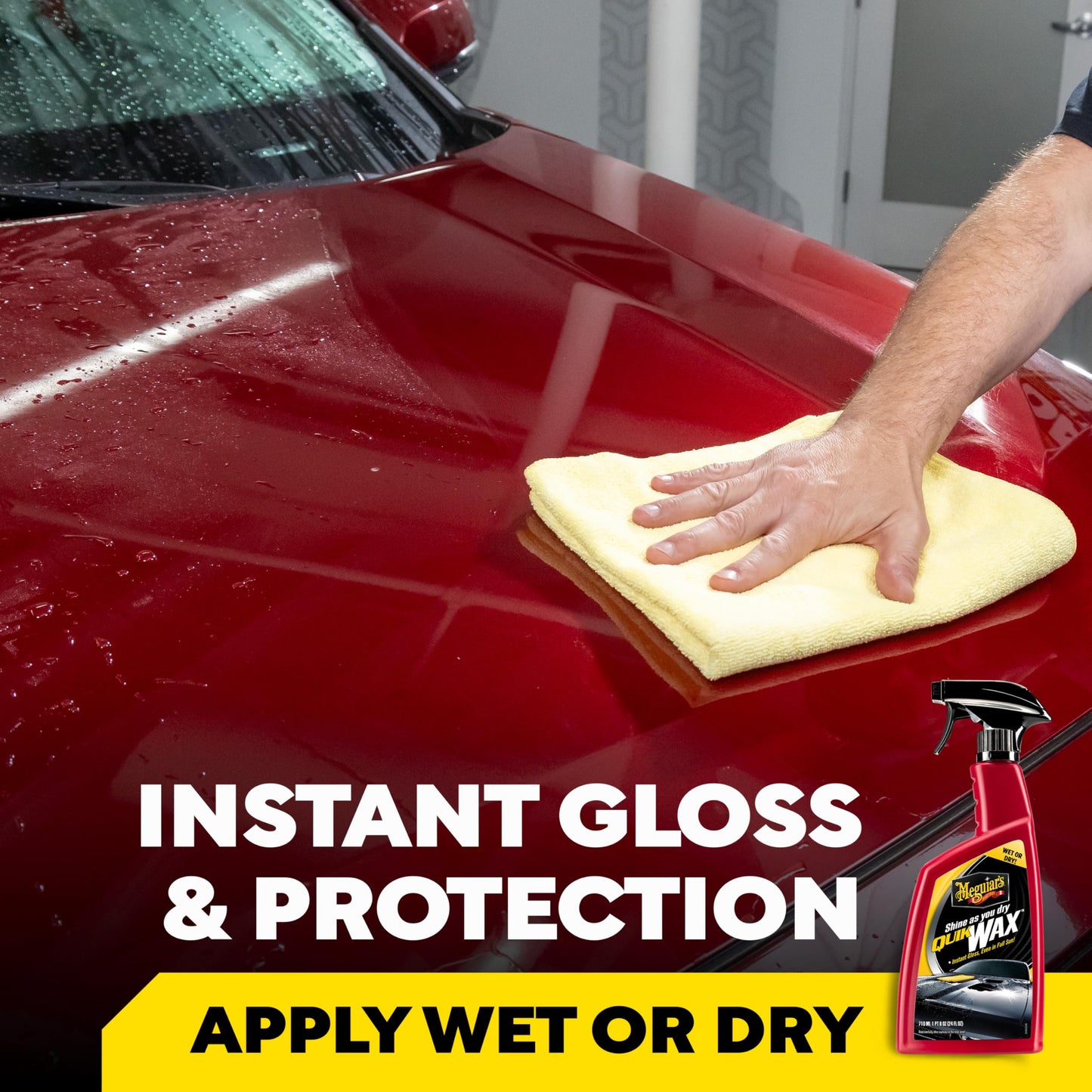 Meguiar's A1624 Quik Wax - Easy-to-Use Spray Wax for Gloss, Shine & Protection - Wet or Dry Use, 24 Oz.