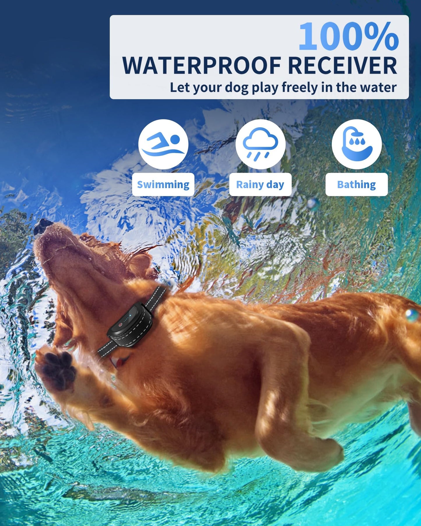 Dog Training Collar with Remote - Waterproof Shock Collar for Dogs Adjustable Levels (1-99) Beep Vibration Shock Flashlight Rechargeable Dog E Collar for Training Small Medium and Large Dogs