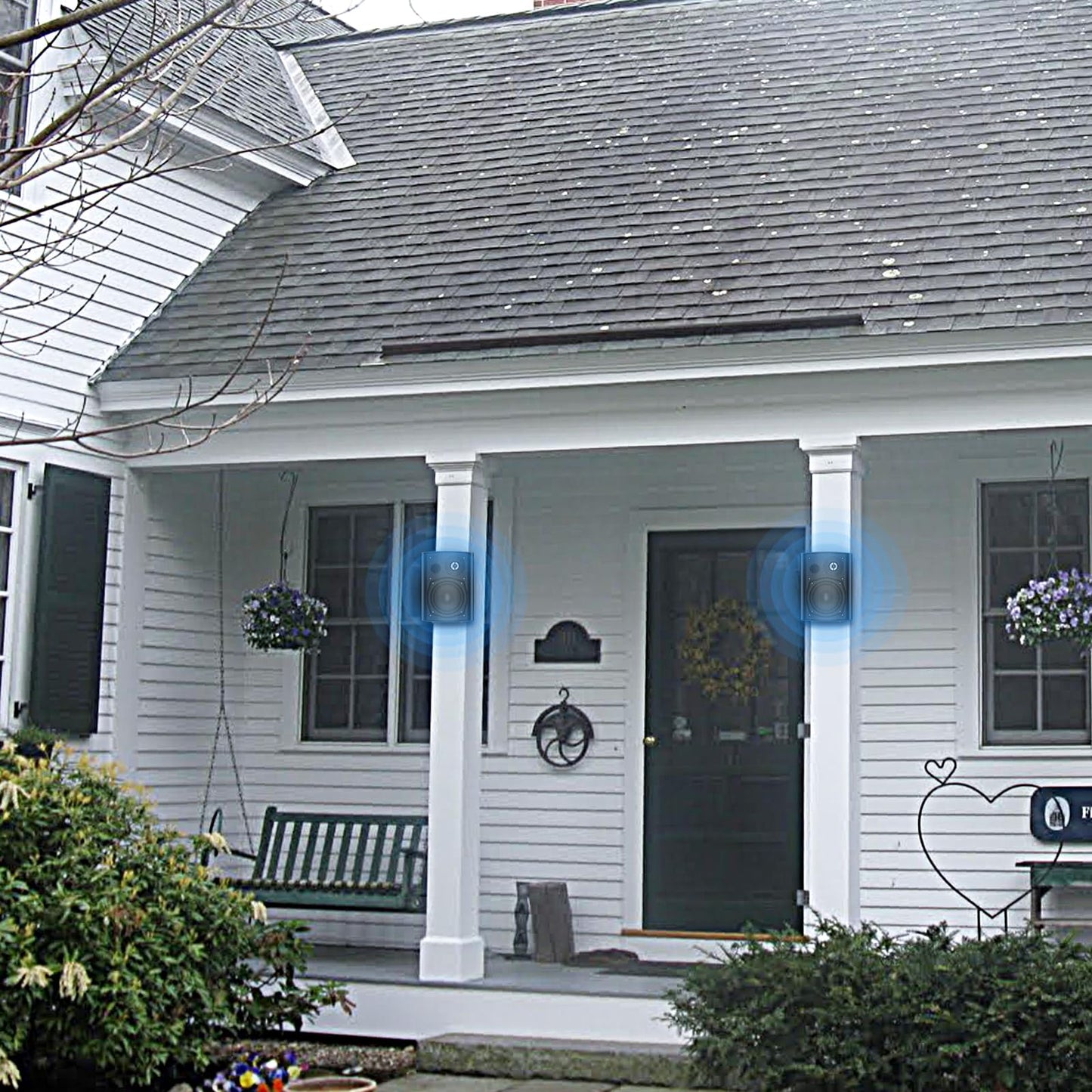 STUDIOFINIX 5.25 Inch 600W Passive Wall Mount Speakers Weather Resistant Indoor Outdoor Speakers for Patio Garage Home,2 Pairs (Black)