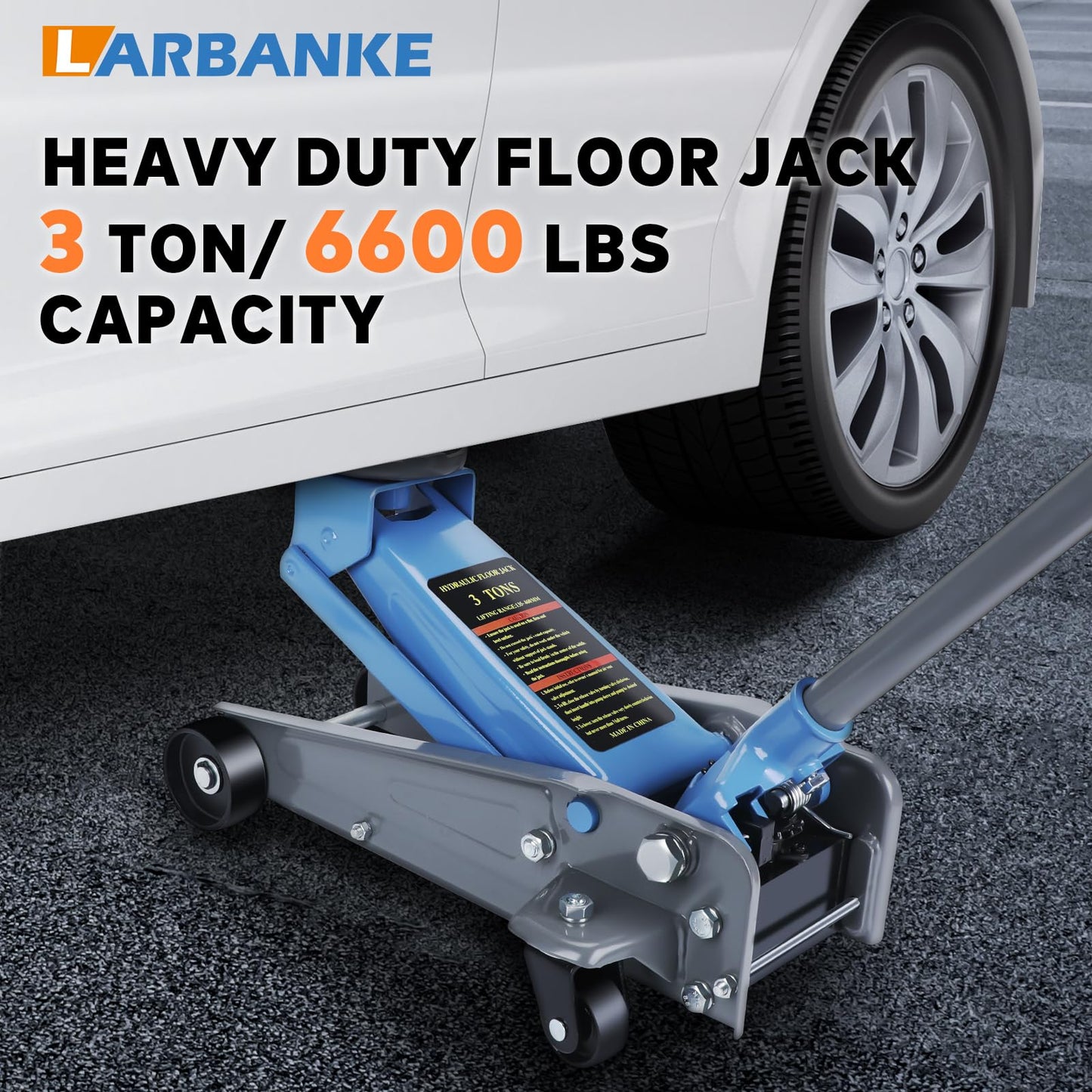 LARBANKE 3 Ton Floor Jack,Made of Durable Carbon Steel with Wheels for Secure Lifting,Fast Lift Floor Jack with Range of 5.31" to 18.11",Providing Stable Support for Various Cars