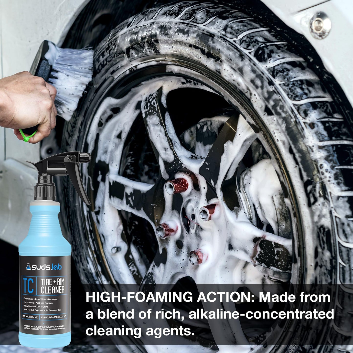 Suds Lab TC Tire and Rim Cleaner, Acid-Free Foaming Cleaning Solution, Safe for All Finishes, Home Car Detailing Wash