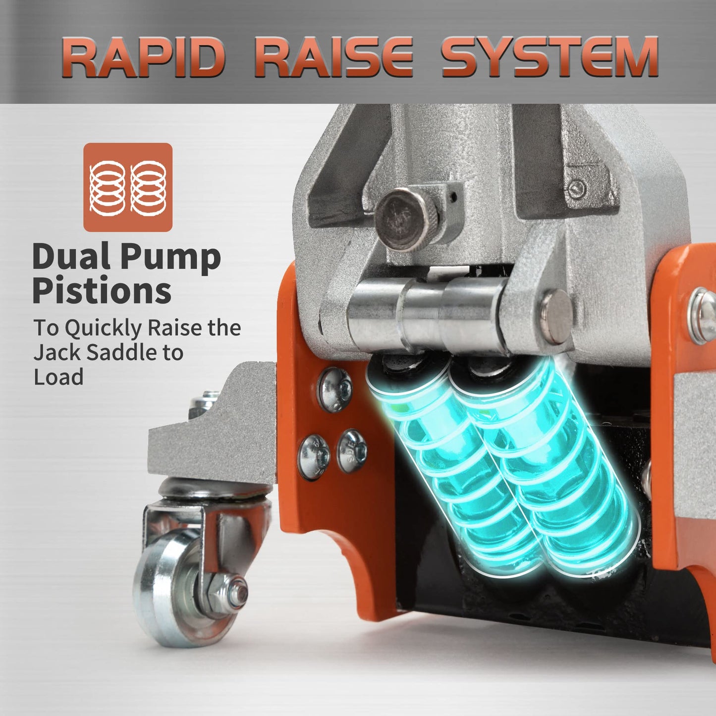 TONDA Low Profile Floor Jack, 2 Ton Aluminum and Steel Hydraulic Car Jack with Dual Pump System, Rapid Lift, Orange