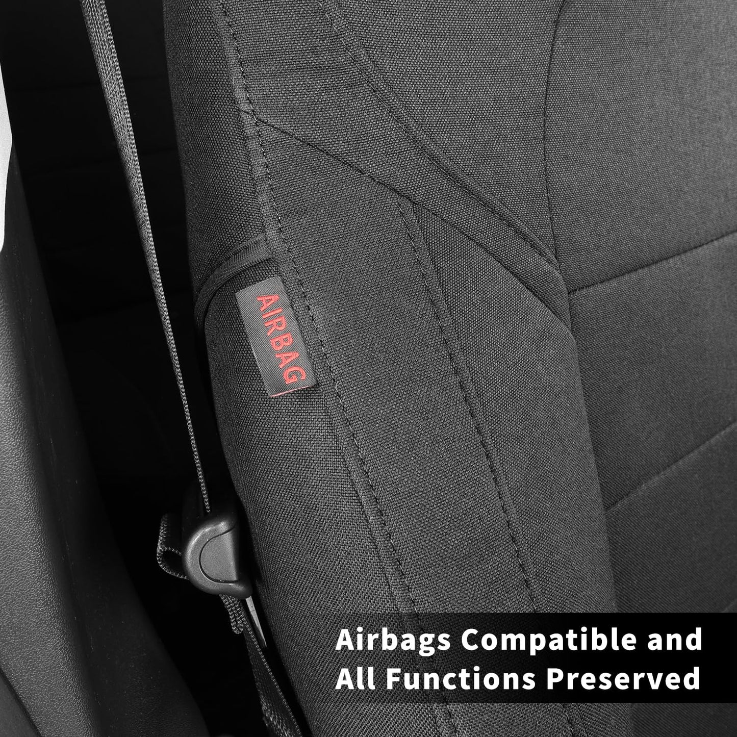 coverdream Cloth Seat Covers Custom Fit for Toyota RAV4 2019-2024 2025 LE,XLE,XLE Premium,Limited,Fully Covered,Airbag Compatible,Breathable Fabric Car Seat Protector(Full Set,Black)