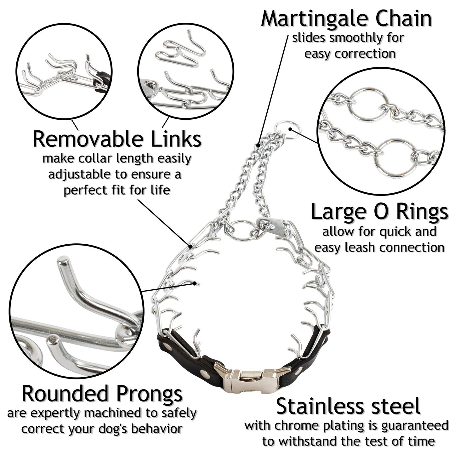 Herm Sprenger 2.25mm Prong Collar for Dog Training Adjustable Length & Easy Quick Release Buckle for Small/Medium Dogs (13-19" Neck)