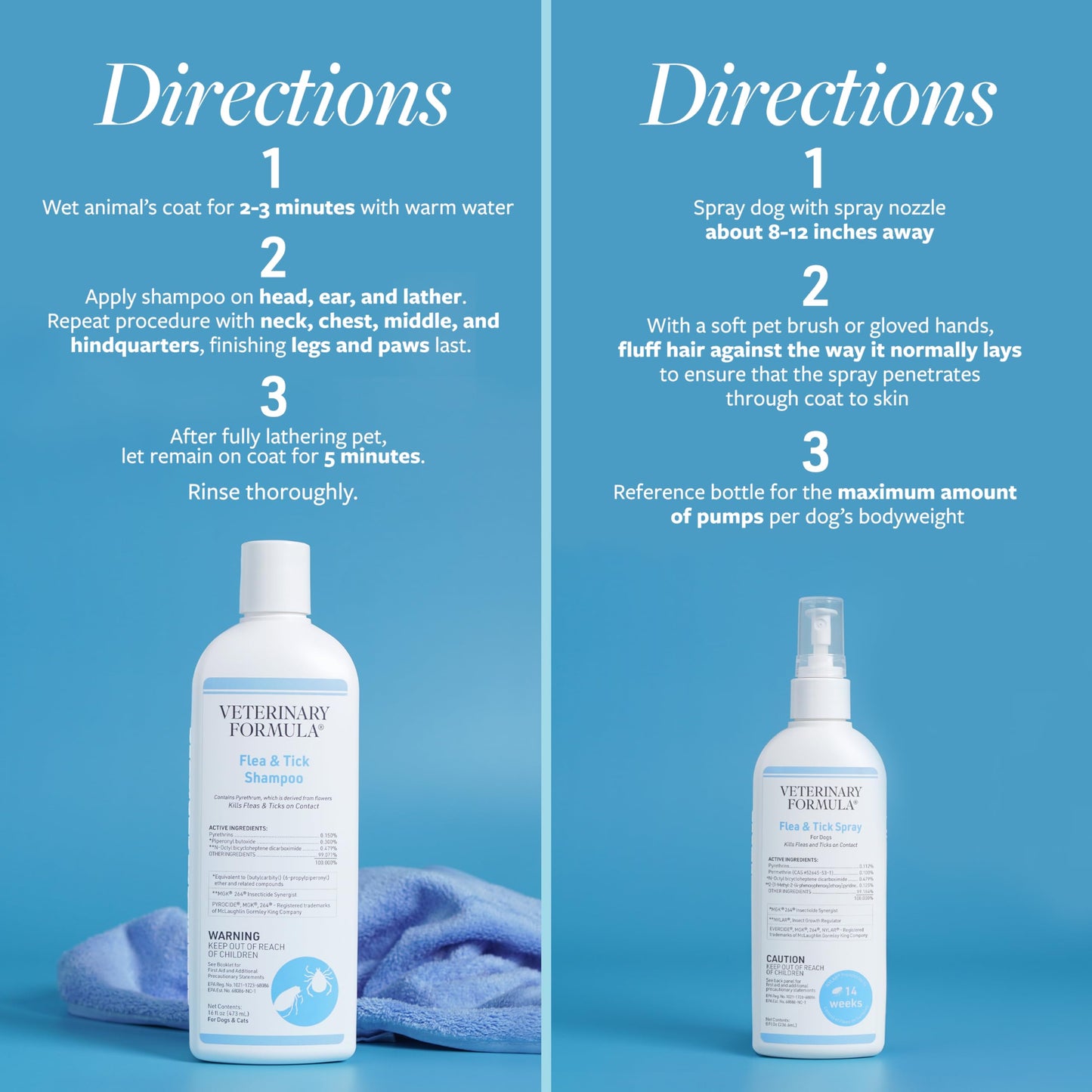 Veterinary Formula Flea and Tick Bundle – Prevention Spray for Dogs, 8 oz + 16 oz Shampoo for Dog Flea & Tick Control