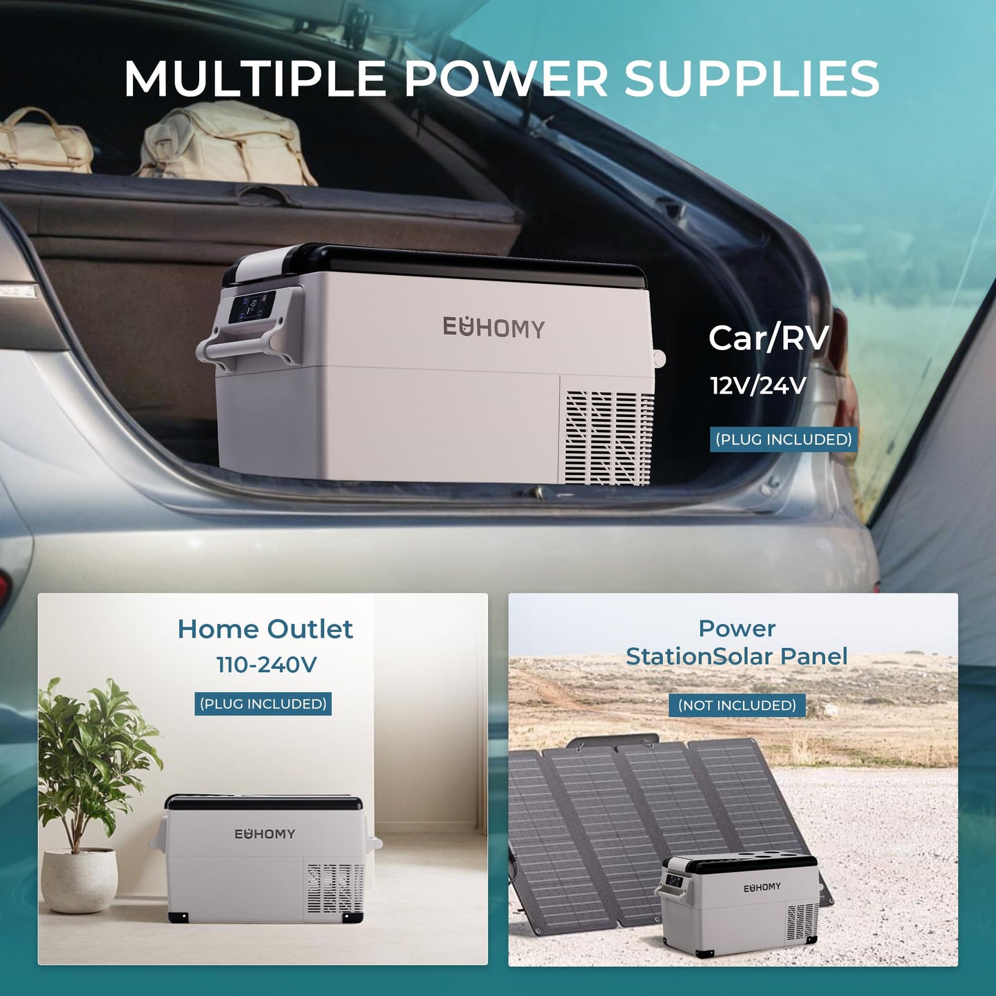 EUHOMY 12 Volt Refrigerator, 59QT(55L) Electric Cooler, 12V Fridge APP Control, 12V Cooler -4℉~68℉, Portable Freezer 12/24V DC 100-240V AC for Camping, Travel, Truck, Home