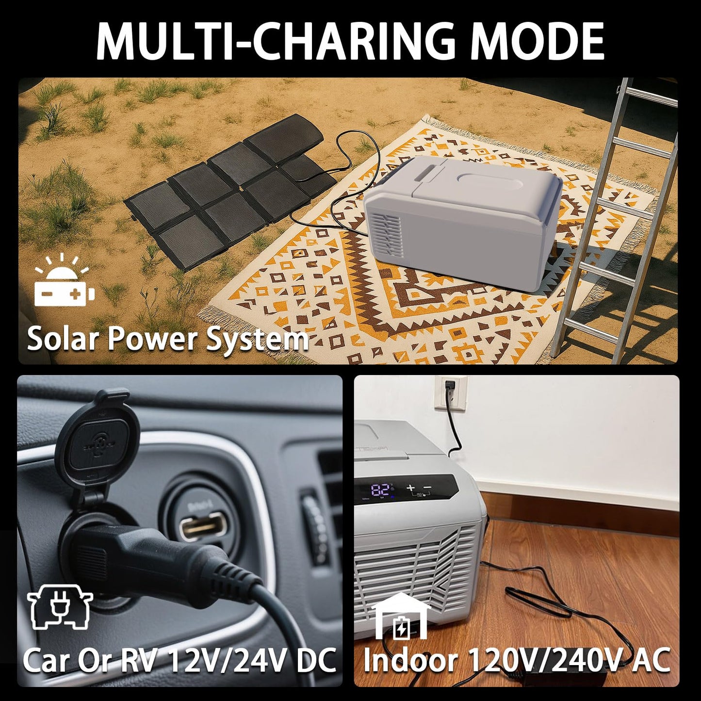 DollarDash 12Volt Mini Car Refrigerator, Outdoor 16QT Cooler Fridge for Vehicle, -4℉~68℉ Portable Freezer for Truck Van RV SUV Travel Camping Road Boat Trips (16QT)