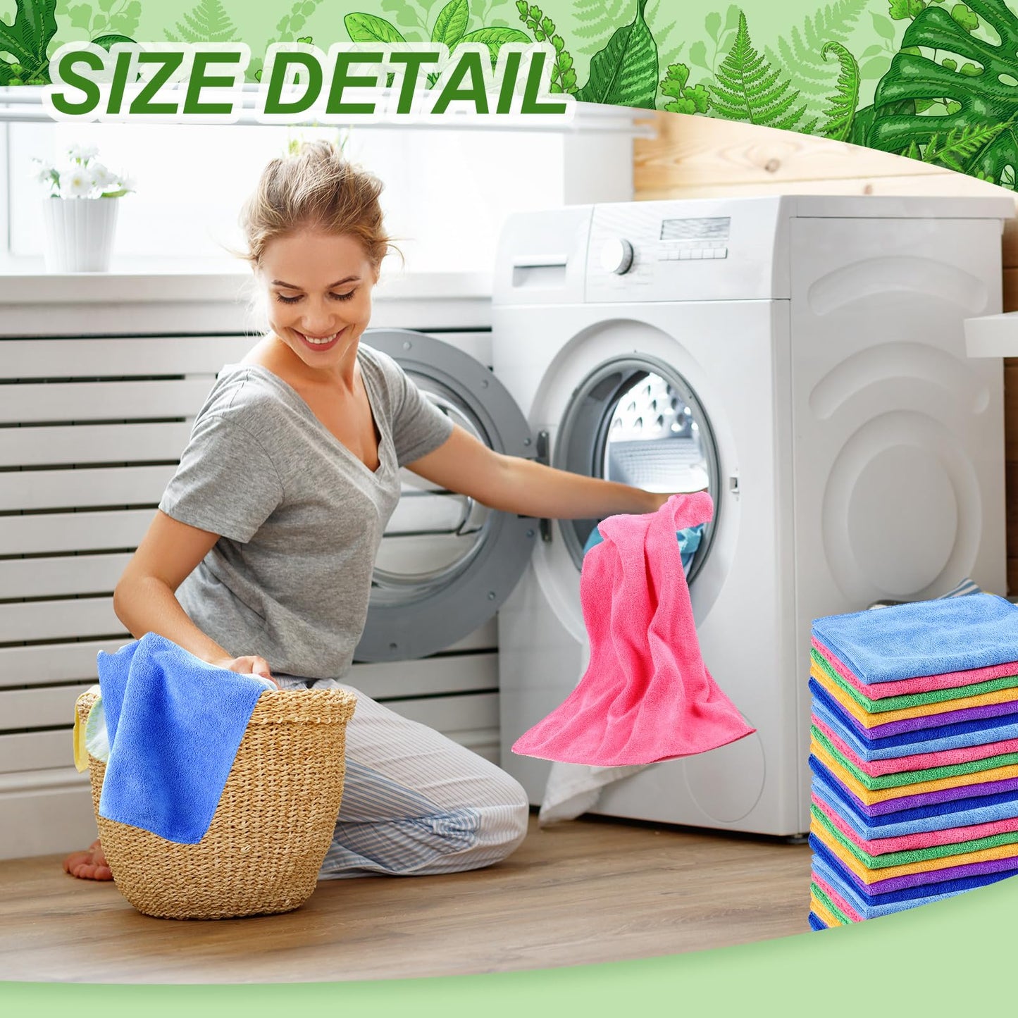 Preboun 300 Pack 12 x 16 Inch Microfiber Cleaning Cloth Bulk Multipurpose Reusable Washable Cleaning Rags Absorbent Towels for House, Kitchen, Car, Office, Window(Multicolor)