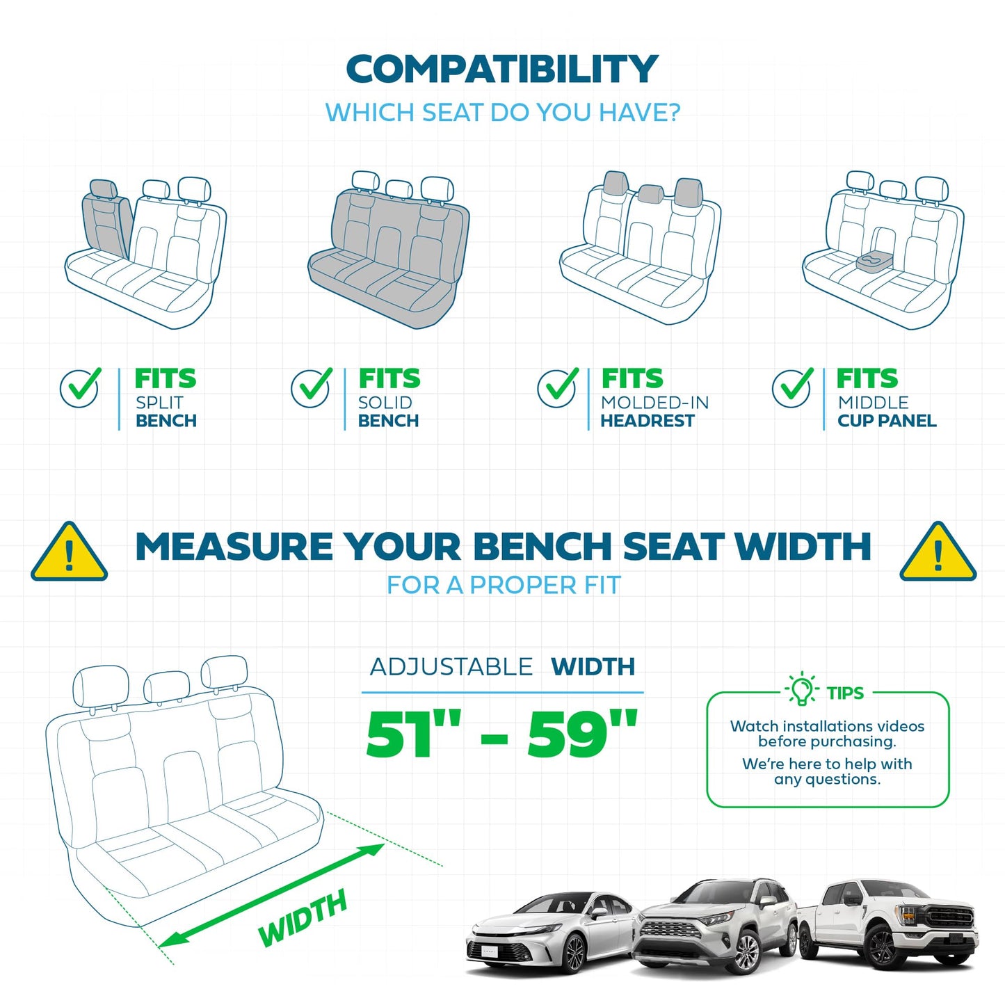 MotorBox Prestige Faux Leather Seat Covers Full Set – Semi-Universal Fit for Cars, Trucks & SUVs – Napa Style 2 Front Seat Covers + Rear Bench – Durable Interior Protector, Easy Install