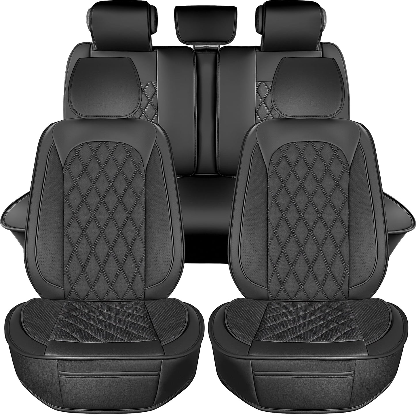 LINGVIDO Car Seat Covers – Premium Nappa Leather Full Set for Front & Rear Seats, Durable, Comfortable, Easy to Install, Fits Most Cars, Sedans, SUVs – Ideal for Commuters, Families & Road Trips
