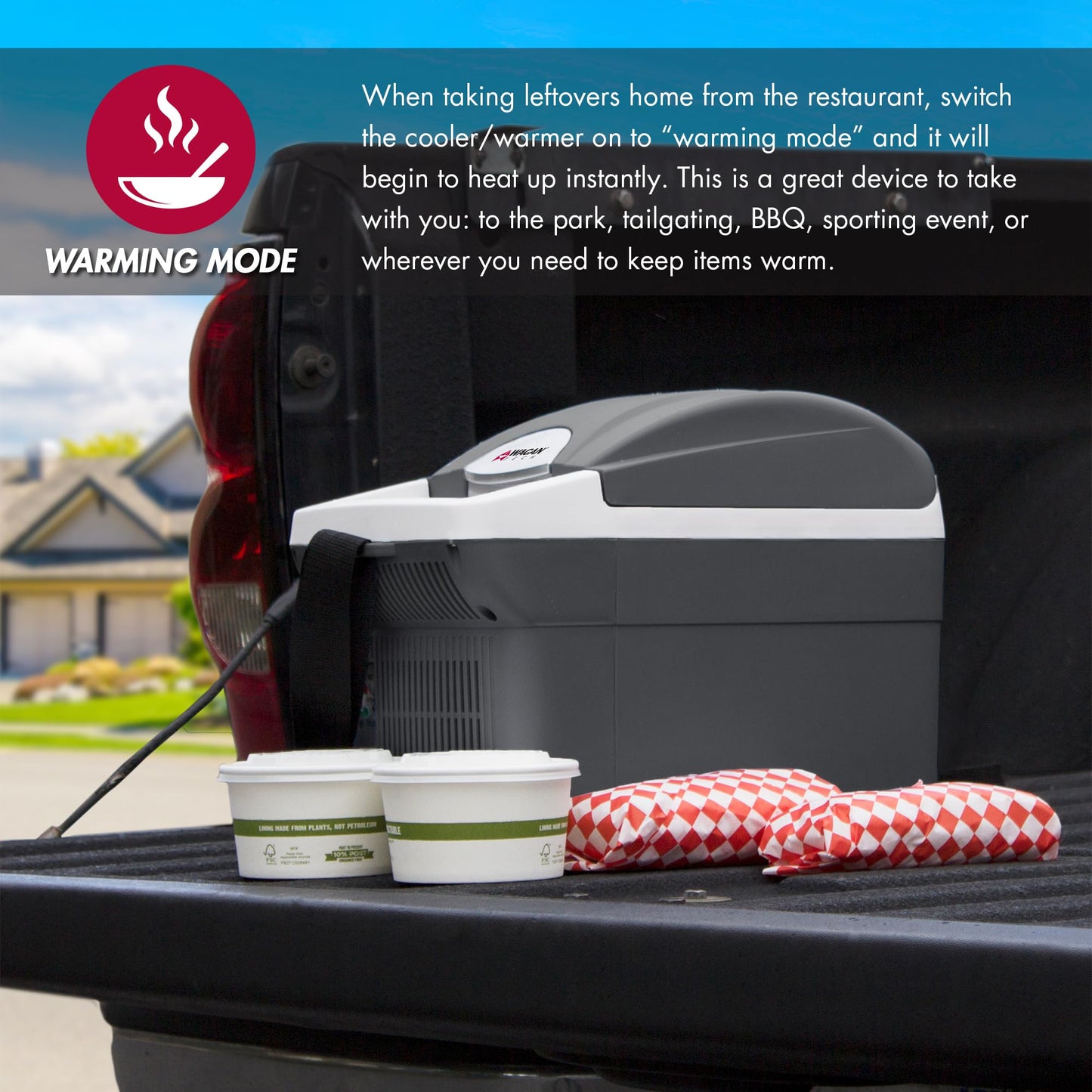 Wagan EL6206 12V 6 Quart Personal Thermoelectric, 6 Liter Capacity, Portable Electric Cooler Warmer with 12/24V DC, Small Fridge for Car, RV, and Camping Use, UL Listed