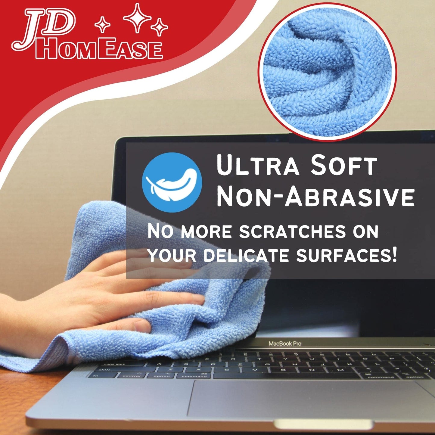 JD Homease Microfiber Cleaning Cloths, 240 Pack, 16"x16", All-Purpose, Softer, Highly Absorbent, Lint-Free, Reusable, Washable Pro Towels, Blue, for House, Kitchen, Bathroom, Car, Office