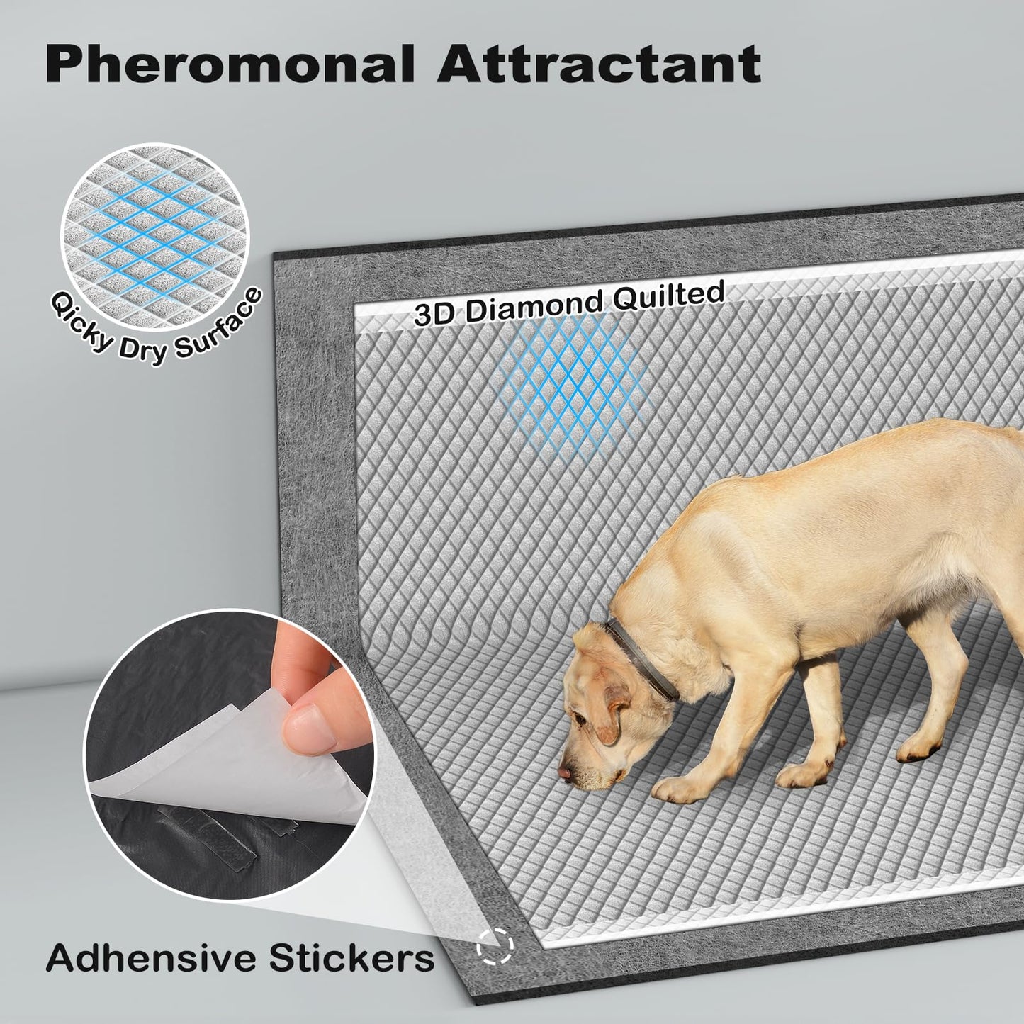 MIZOK Pee Pads for Dogs - Large 28x34 Inches, Charcoal Puppy Pads, Absorbs Up to 8 Cups of Urine, 6-Layer Leak-Proof Wee Wee Pads (40 Counts)